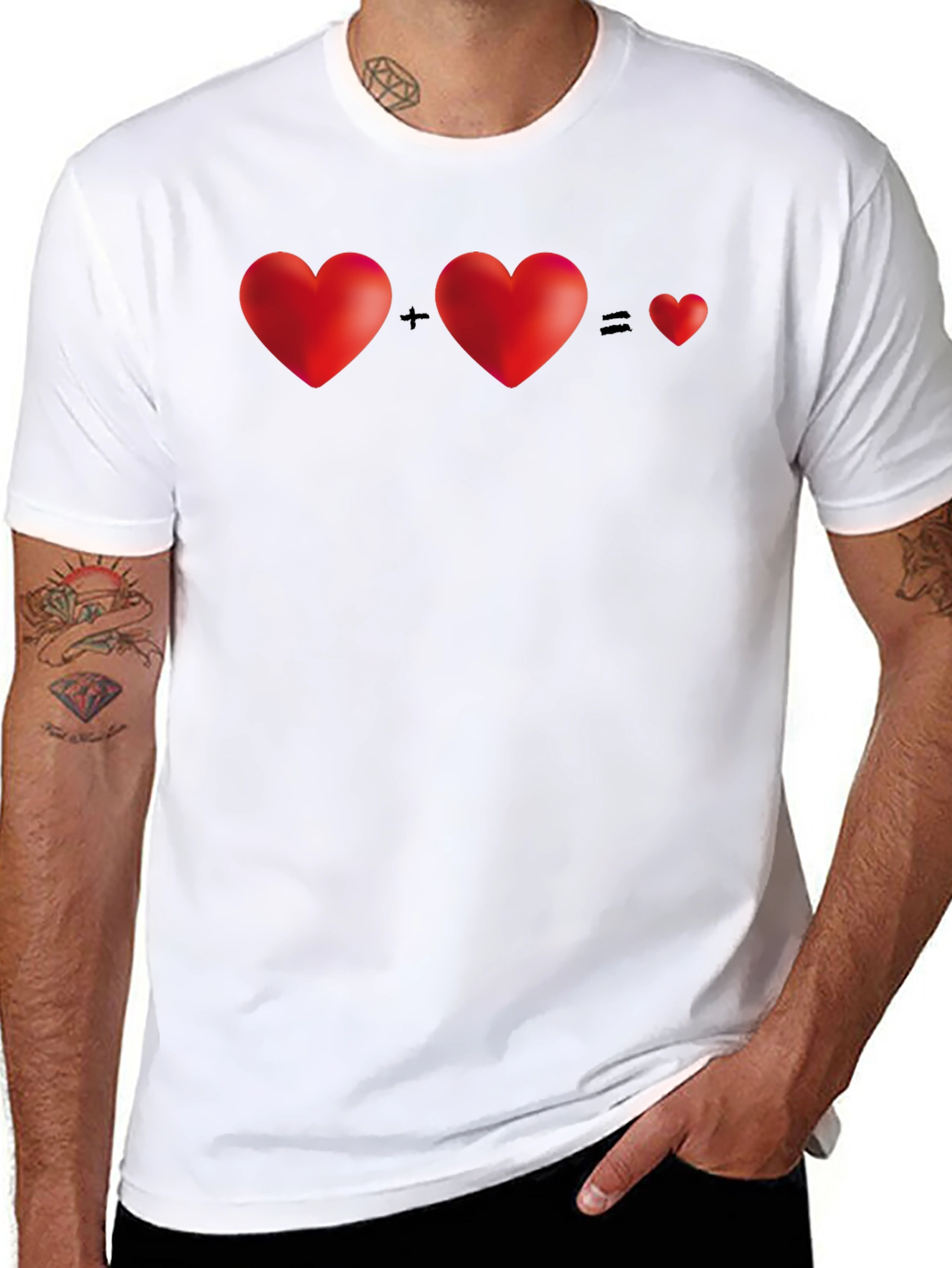 Two Hearts Equal One T-Shirt - Black