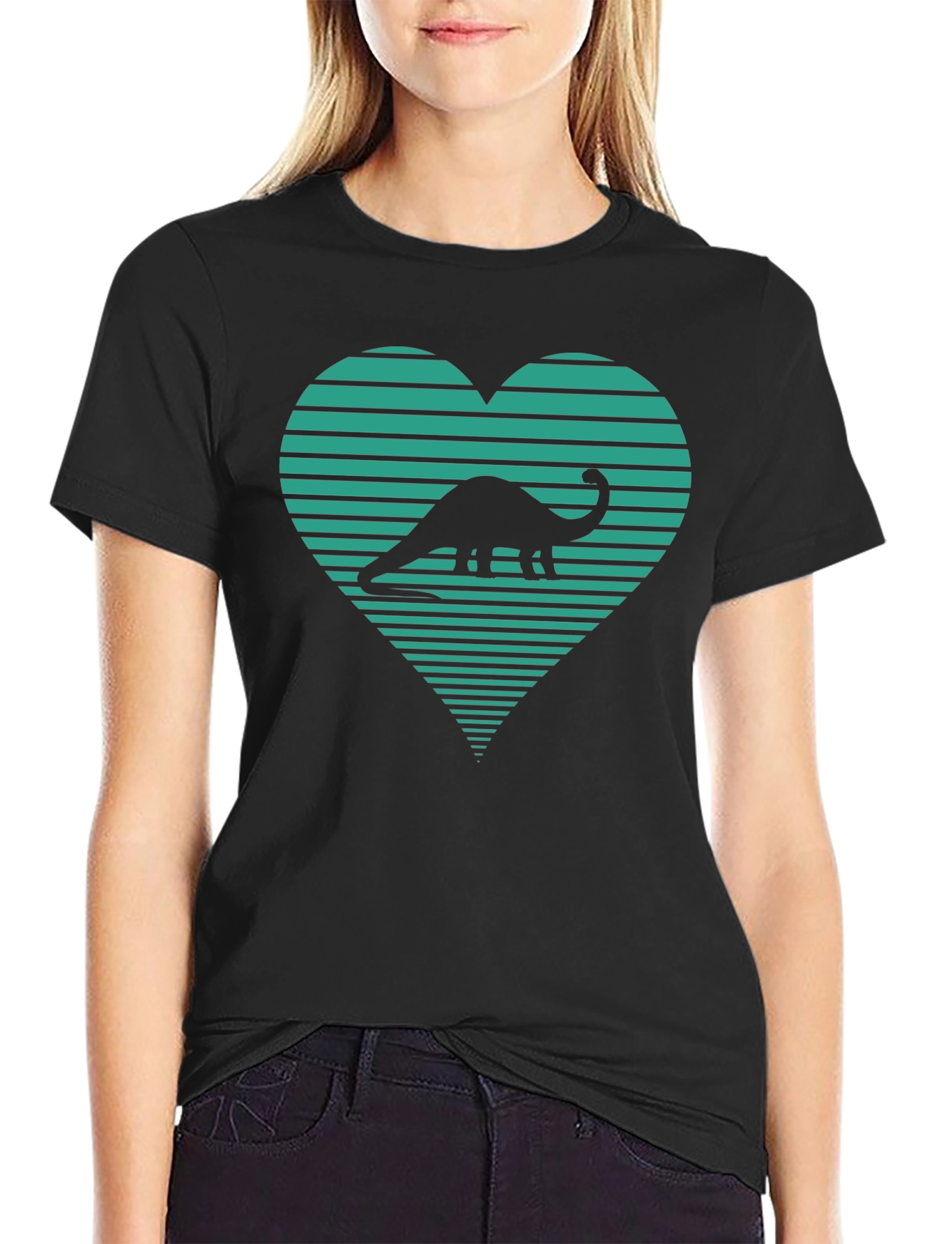 Dinosaur Heart Graphic Tee - Black