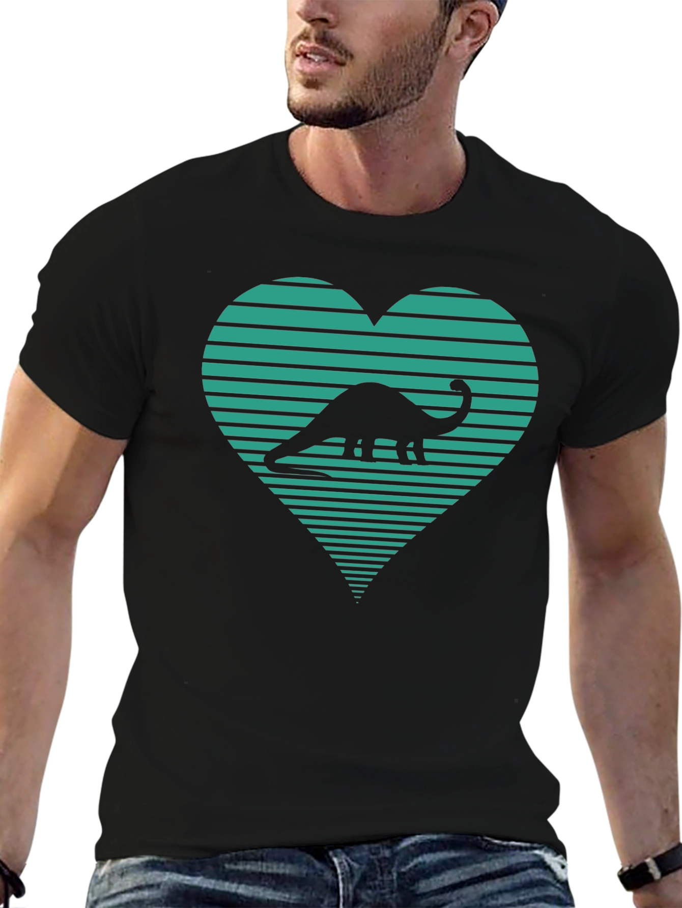 Dinosaur Heart Graphic Tee - Black
