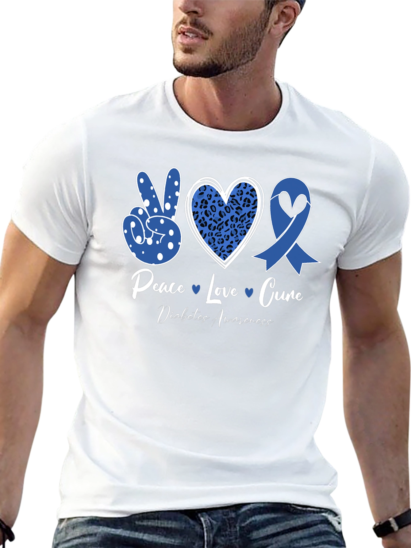 Peace Love Cure Diabetes Awareness T-Shirt