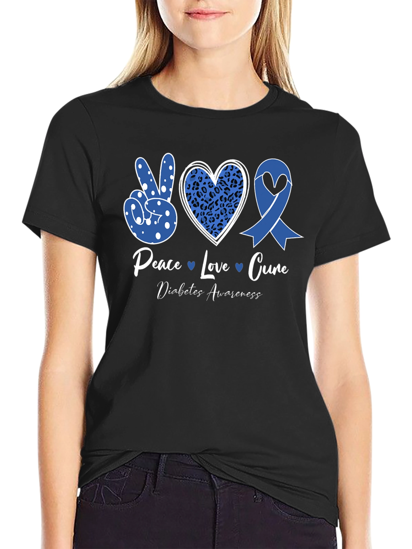 Peace Love Cure Diabetes Awareness T-Shirt