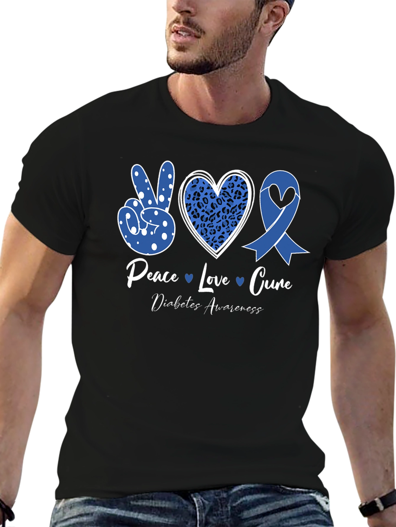 Peace Love Cure Diabetes Awareness T-Shirt
