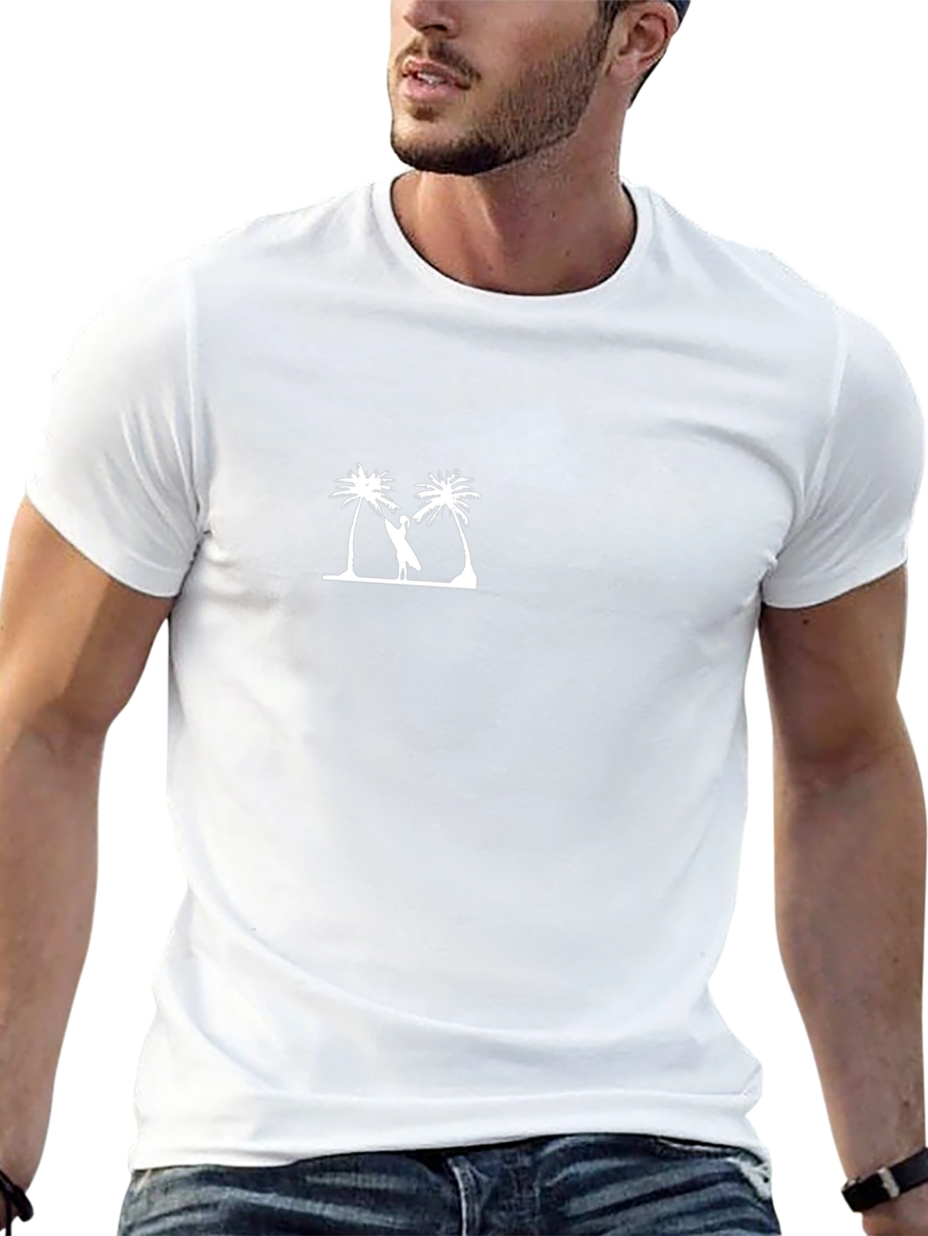 Palm Tree & Surfer Graphic T-Shirt