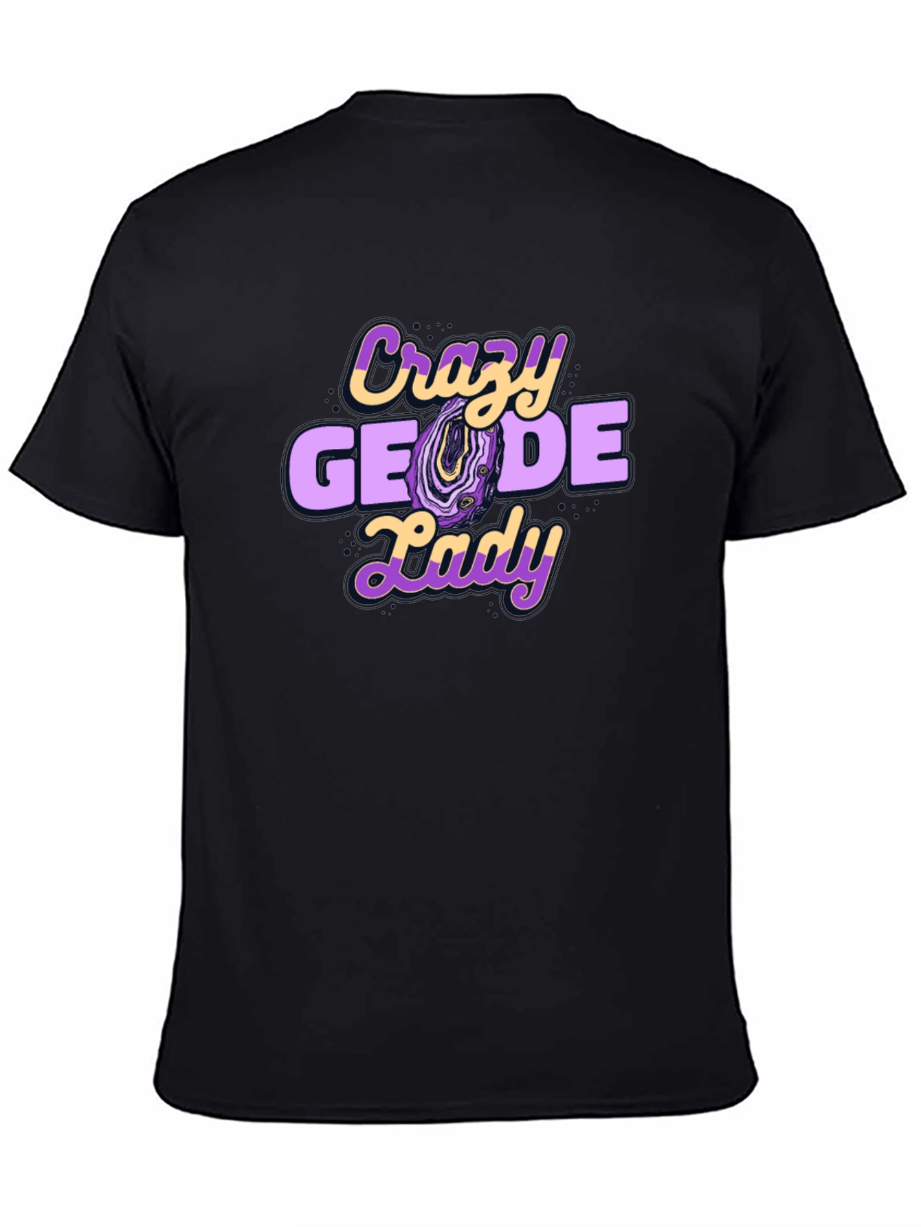 Crazy Geode Lady Graphic T-Shirt - Black
