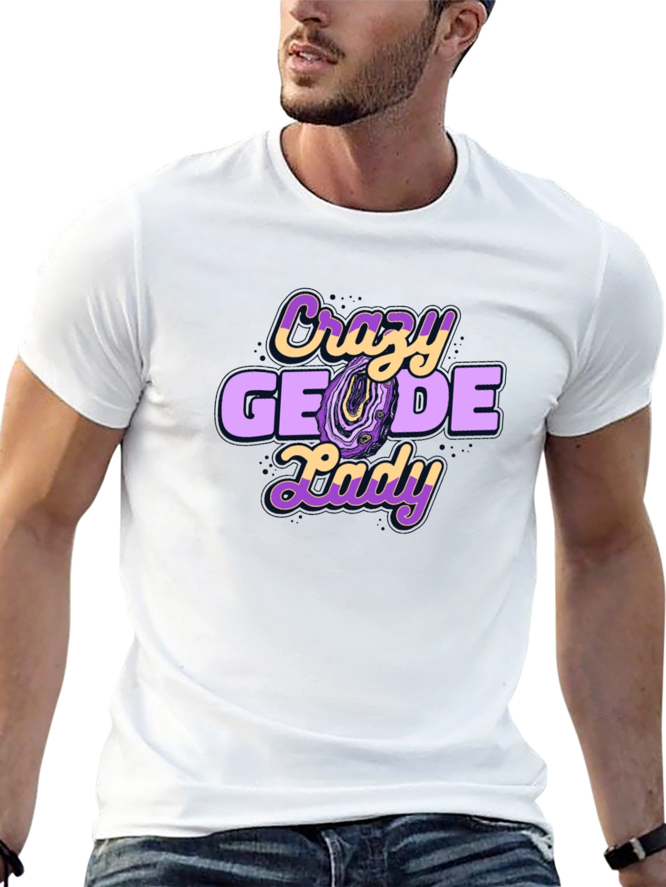 Crazy Geode Lady Graphic T-Shirt - Black