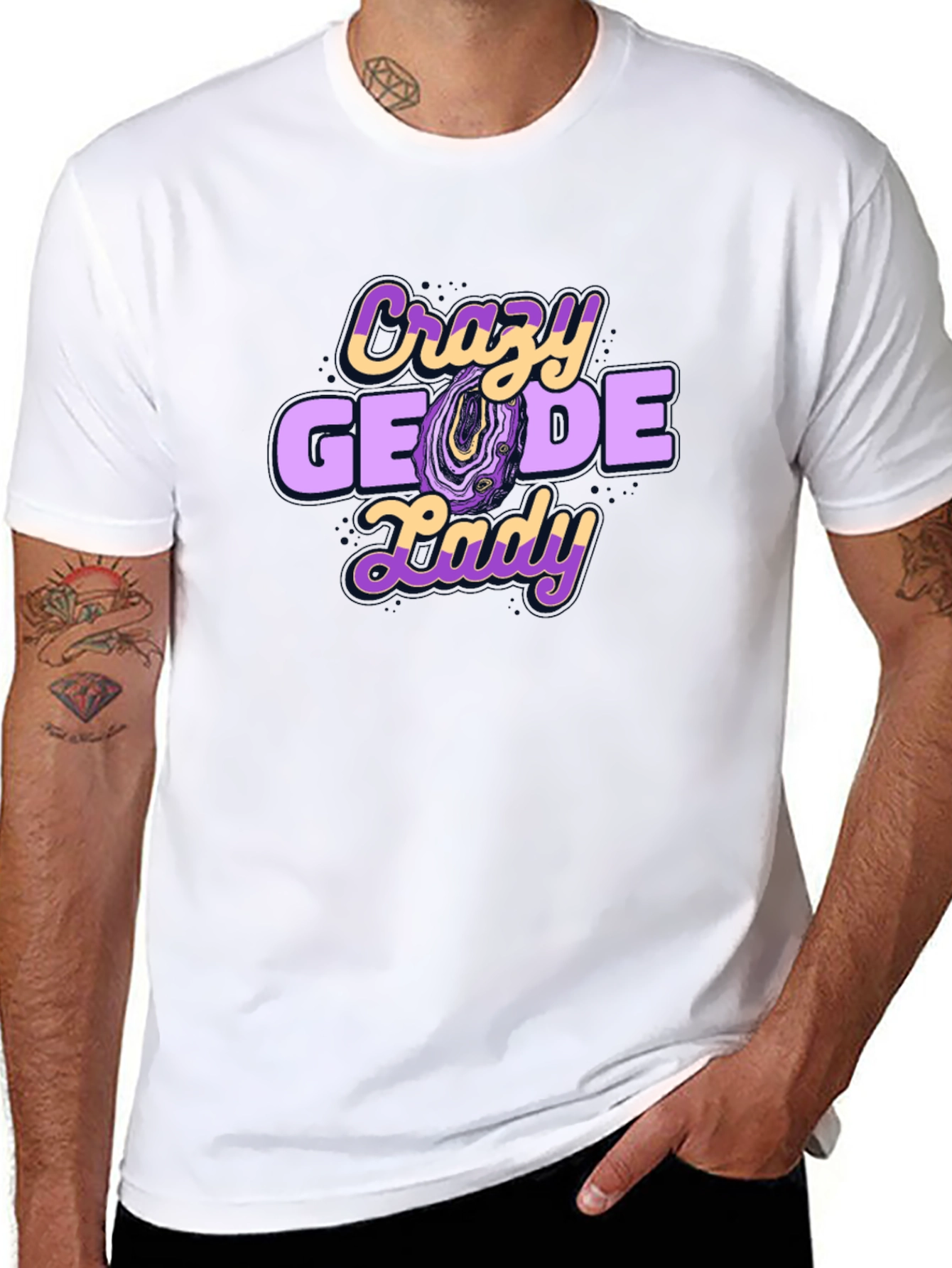 Crazy Geode Lady Graphic T-Shirt - Black
