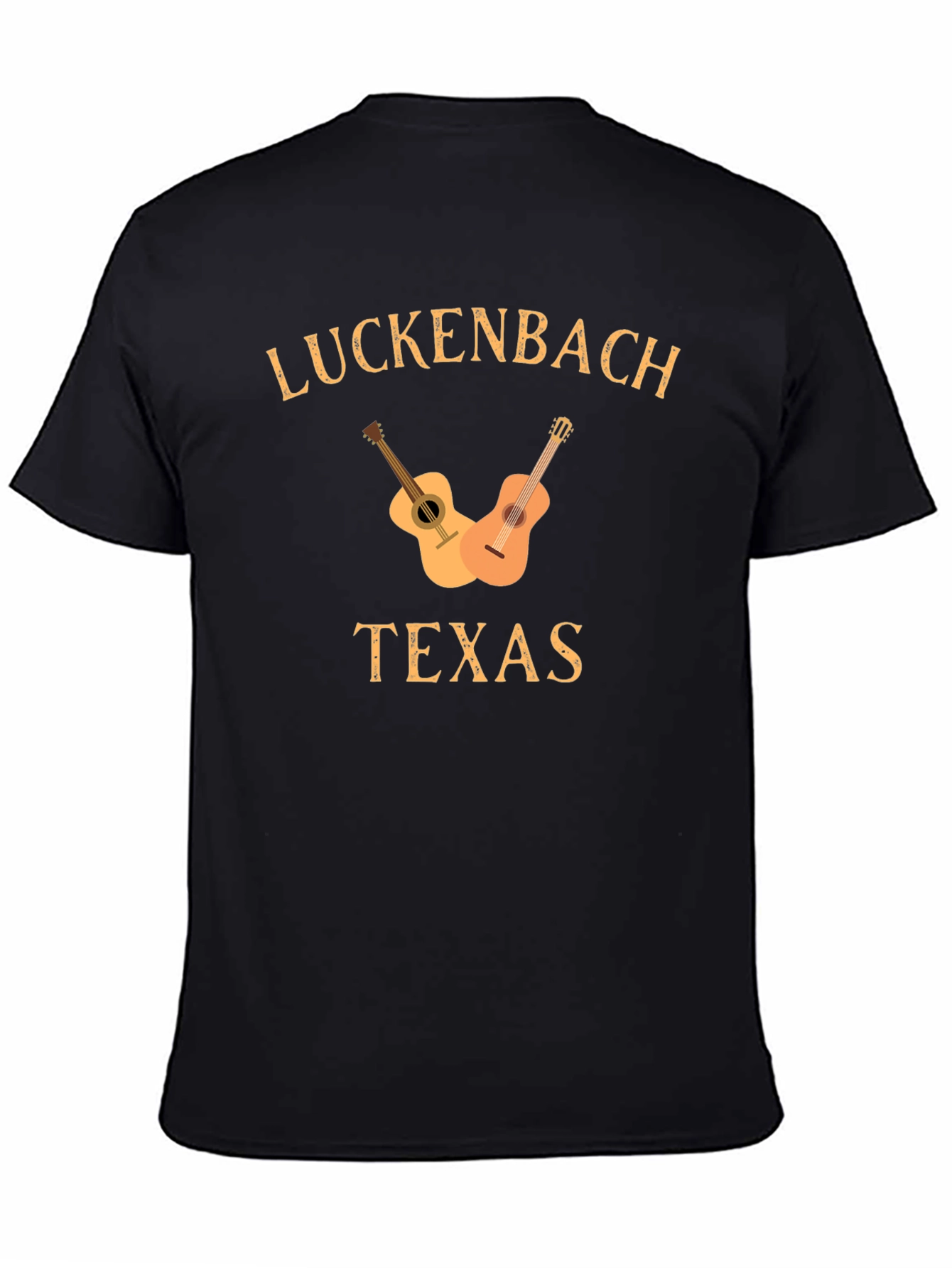 Luckenbach Texas T-Shirt Guitar Graphic Black Tee