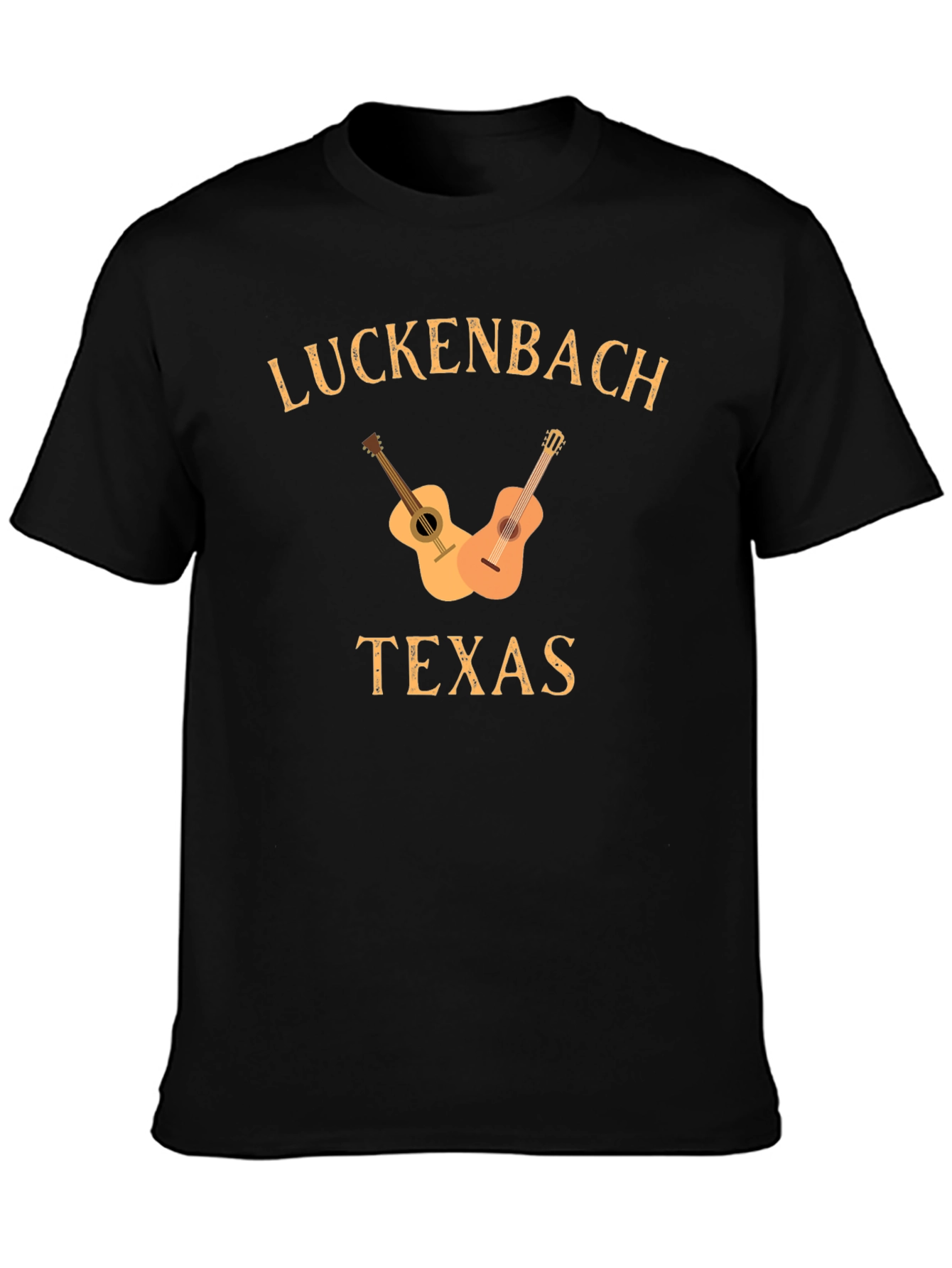 Luckenbach Texas T-Shirt Guitar Graphic Black Tee