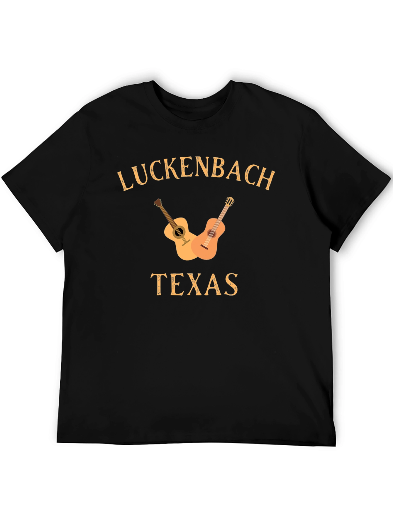 Luckenbach Texas T-Shirt Guitar Graphic Black Tee