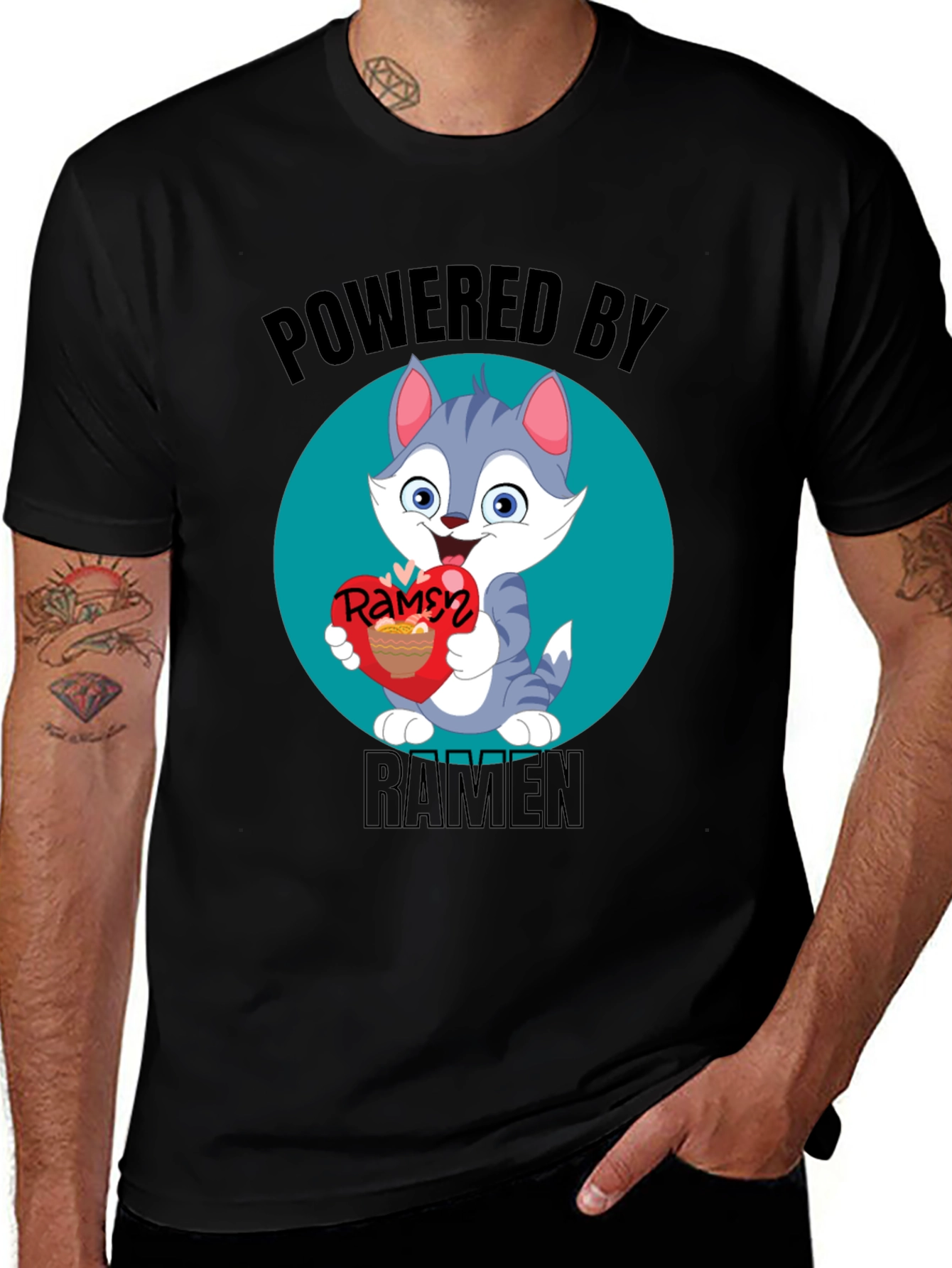 Powered By Ramen Cat T-Shirt