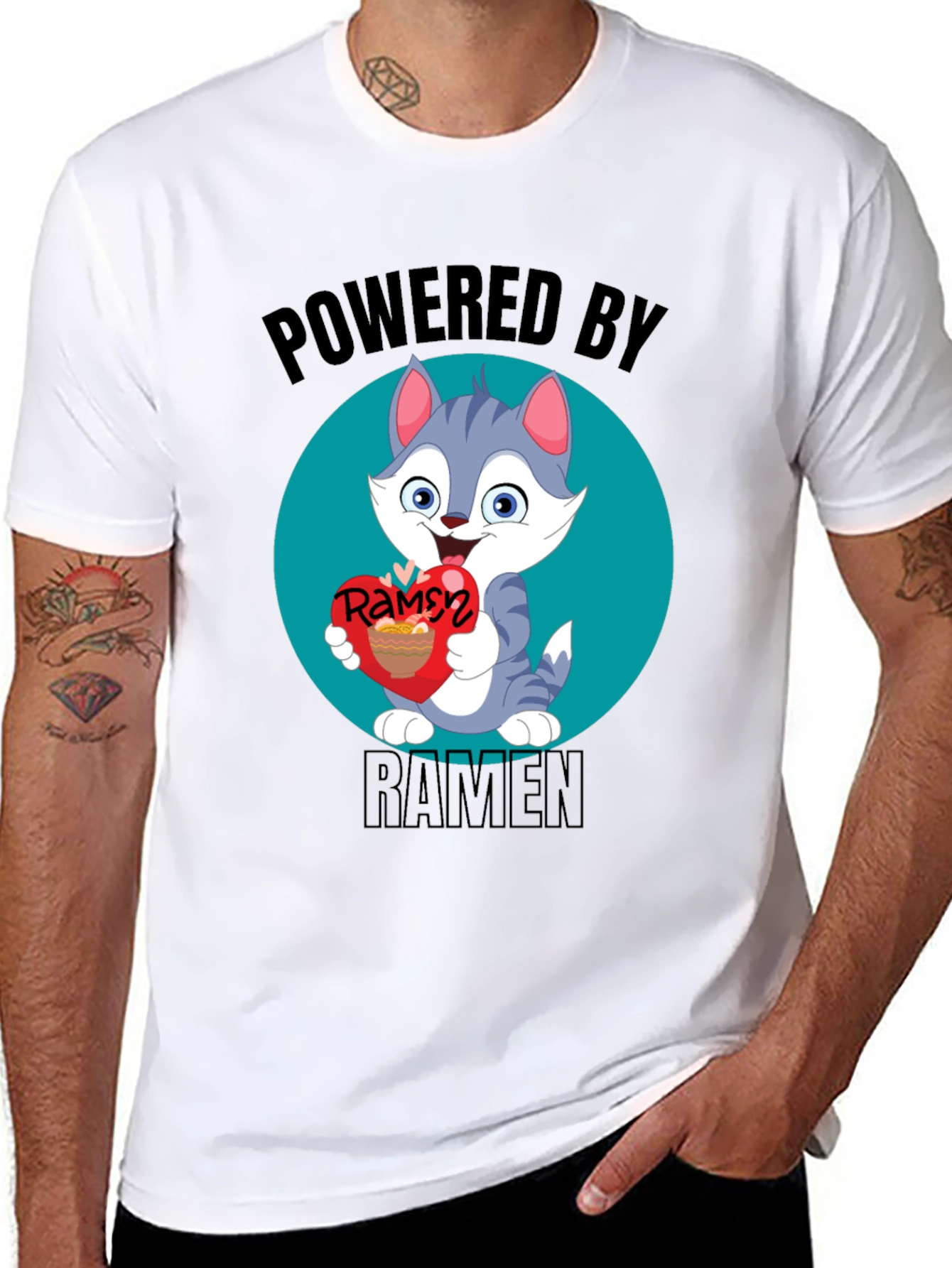 Powered By Ramen Cat T-Shirt