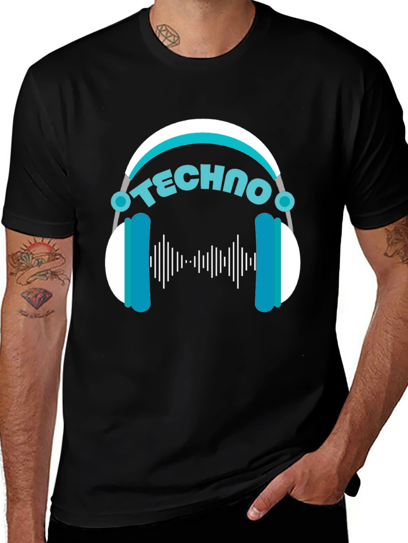 Techno Music T-Shirt - DJ Headphone Design