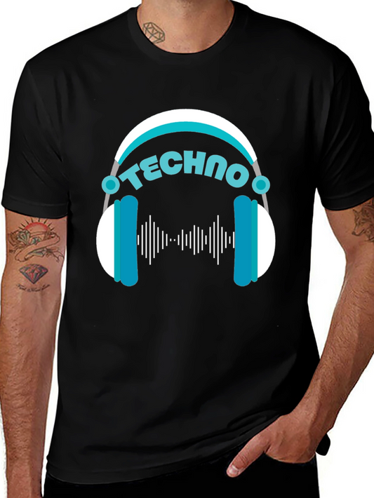Techno Music T-Shirt - DJ Headphone Design