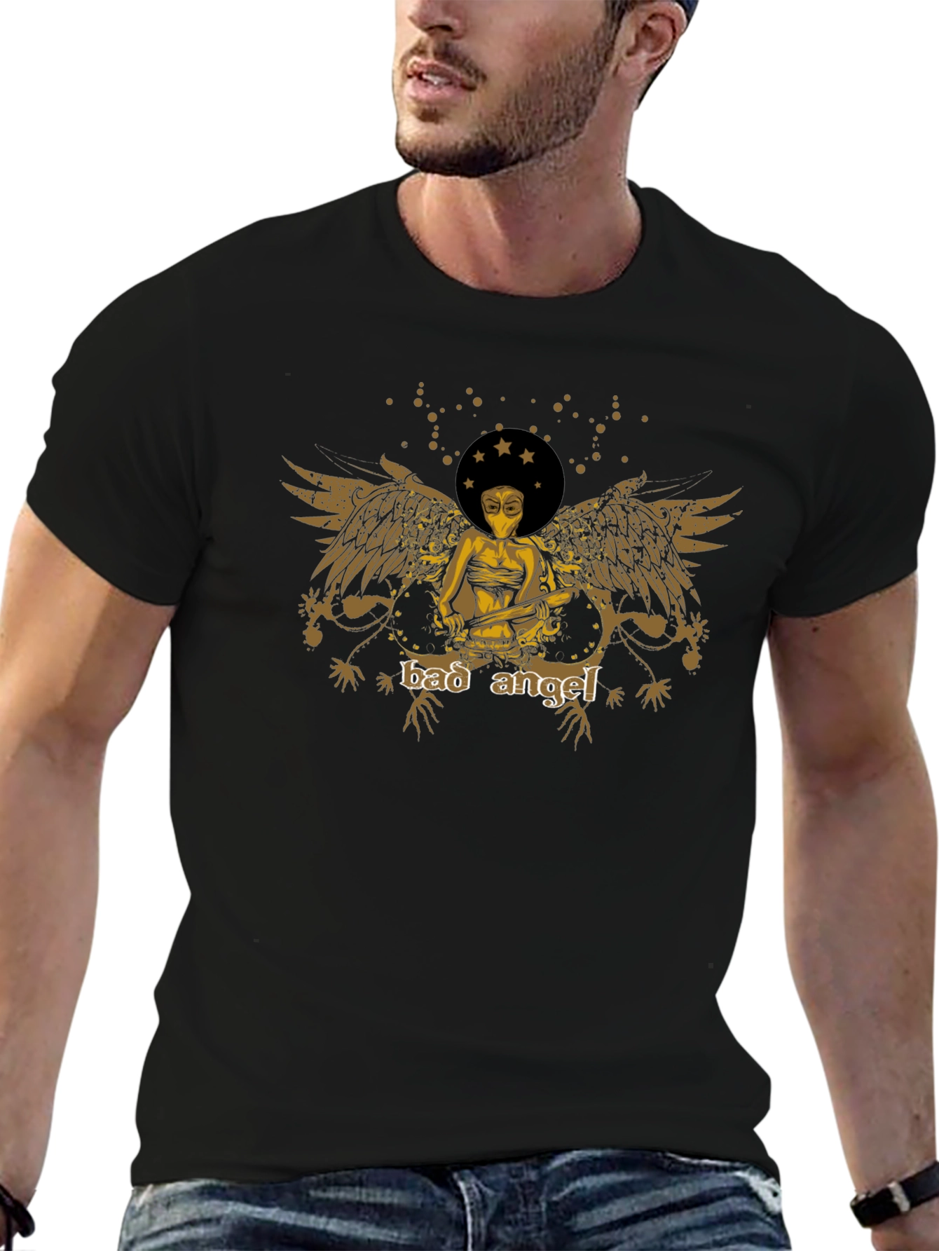 Bad Angel Graphic Print Black Tee