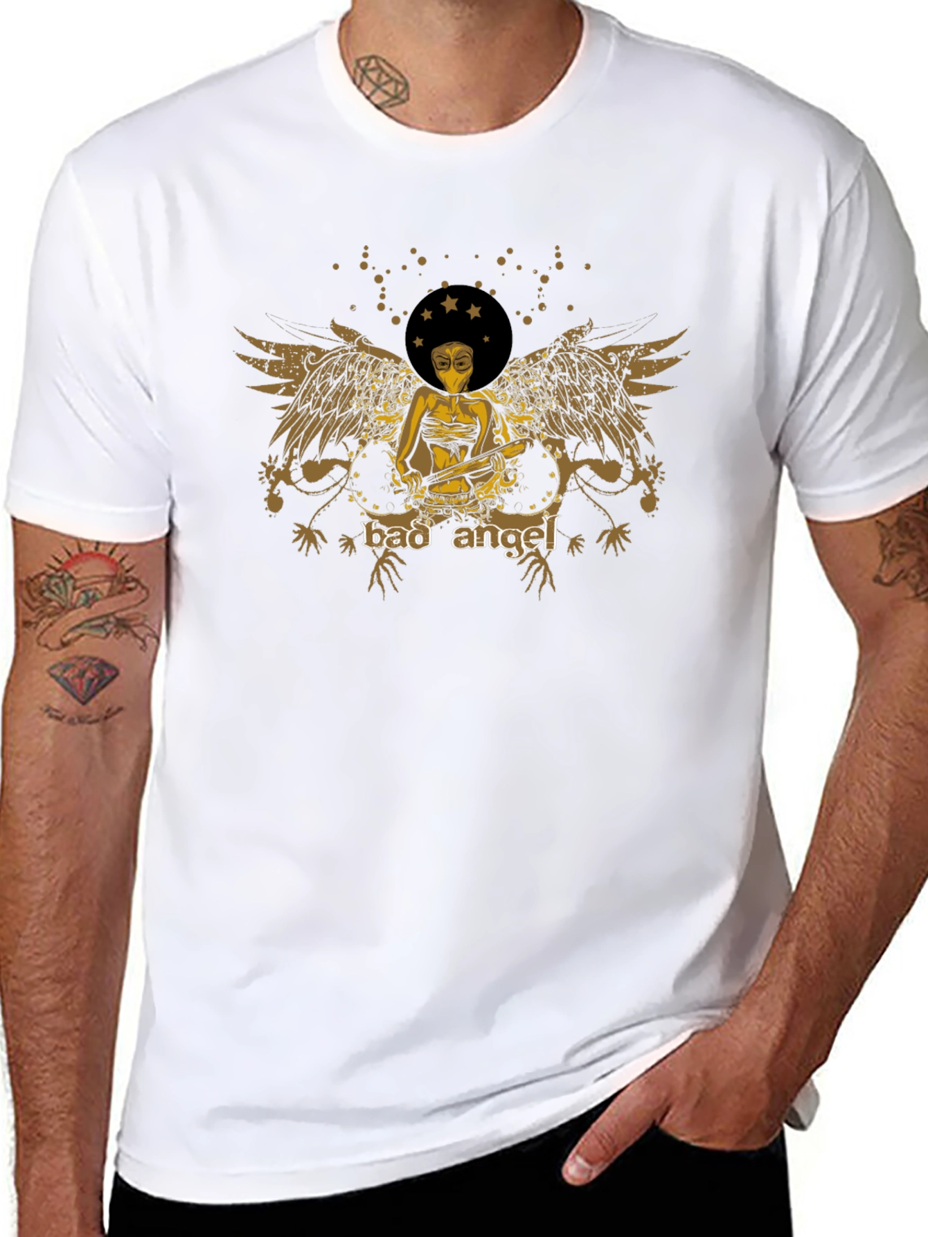 Bad Angel Graphic Print Black Tee