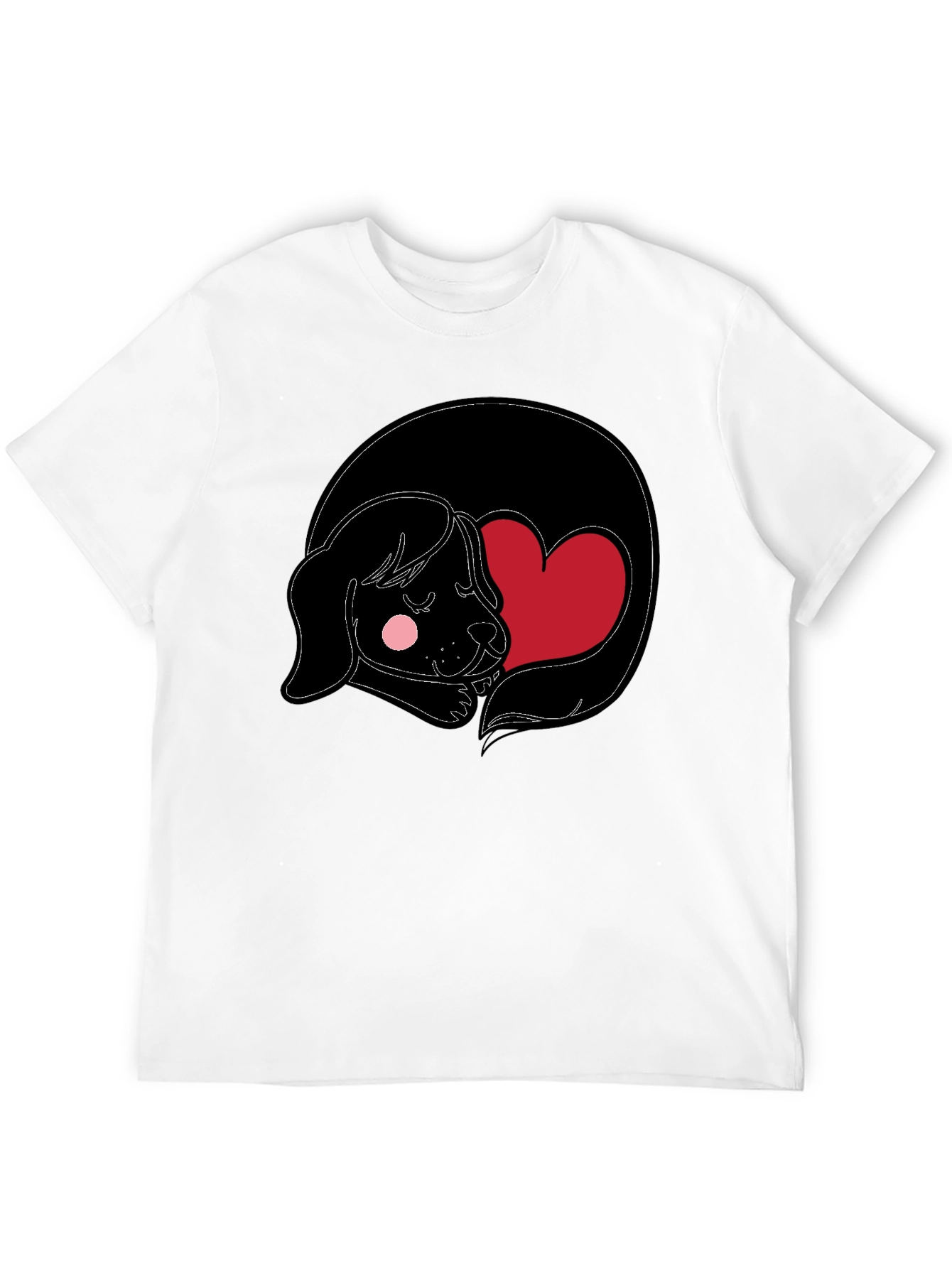 Dog Heart Graphic Black Tee - Cute and Comfy