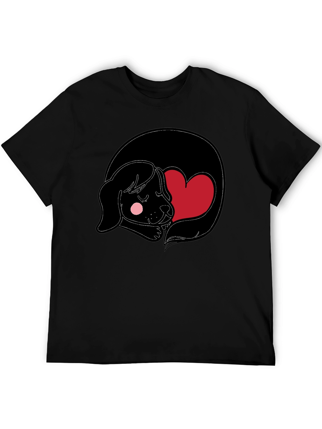 Dog Heart Graphic Black Tee - Cute and Comfy