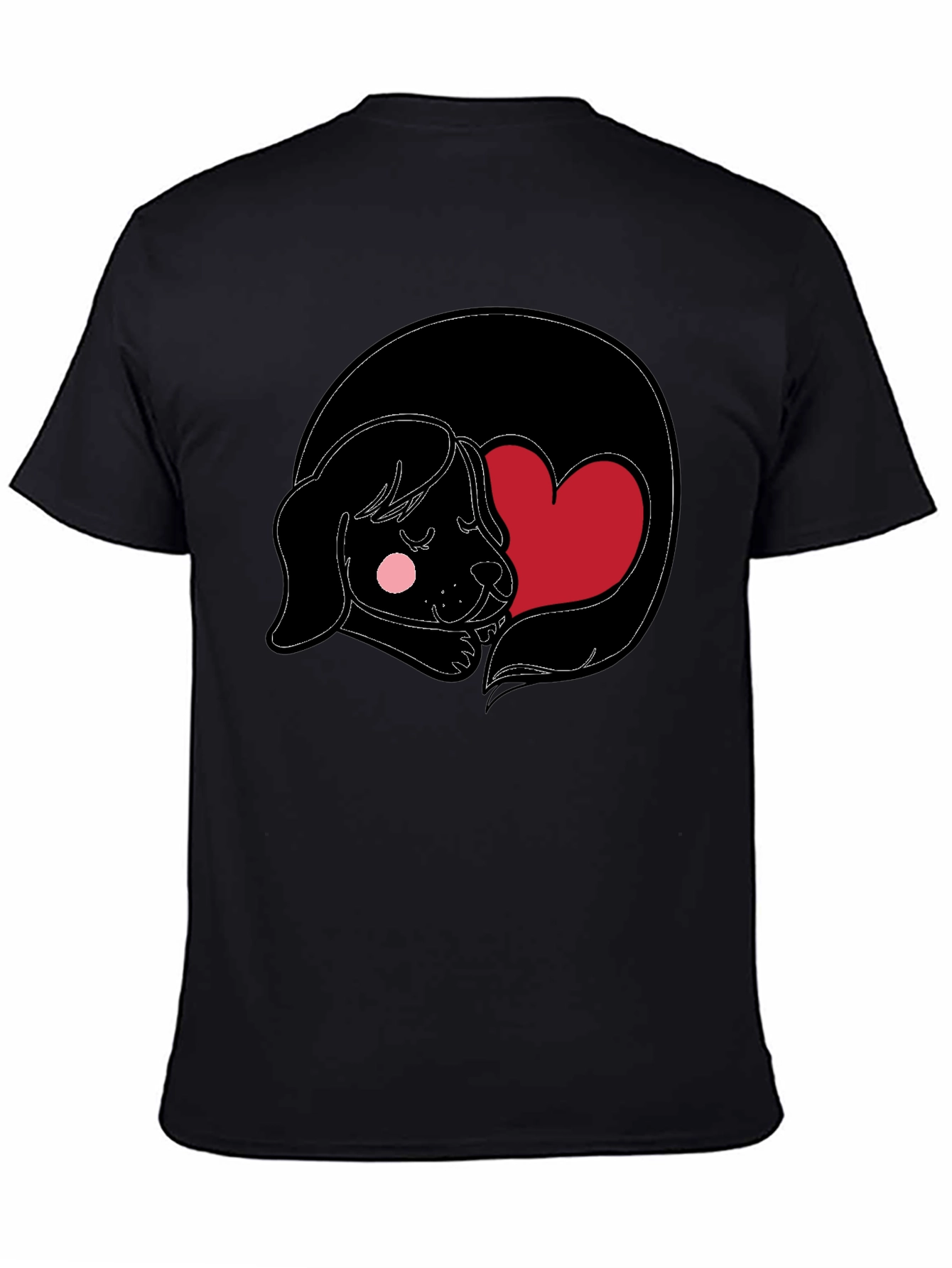 Dog Heart Graphic Black Tee - Cute and Comfy