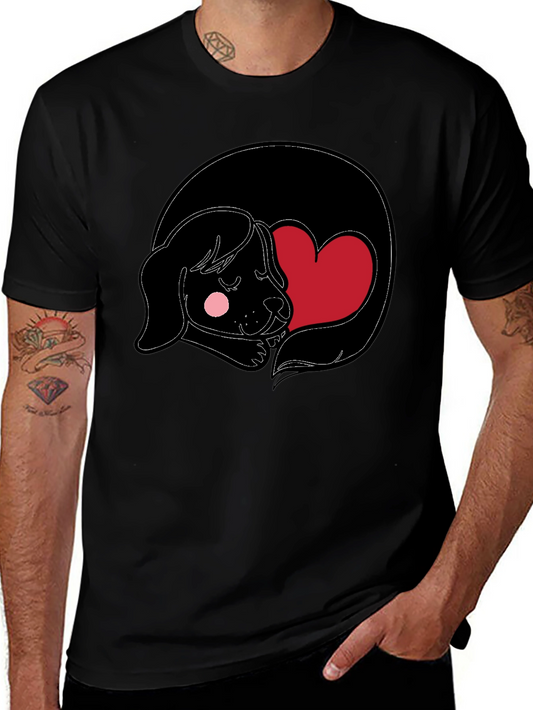 Dog Heart Graphic Black Tee - Cute and Comfy