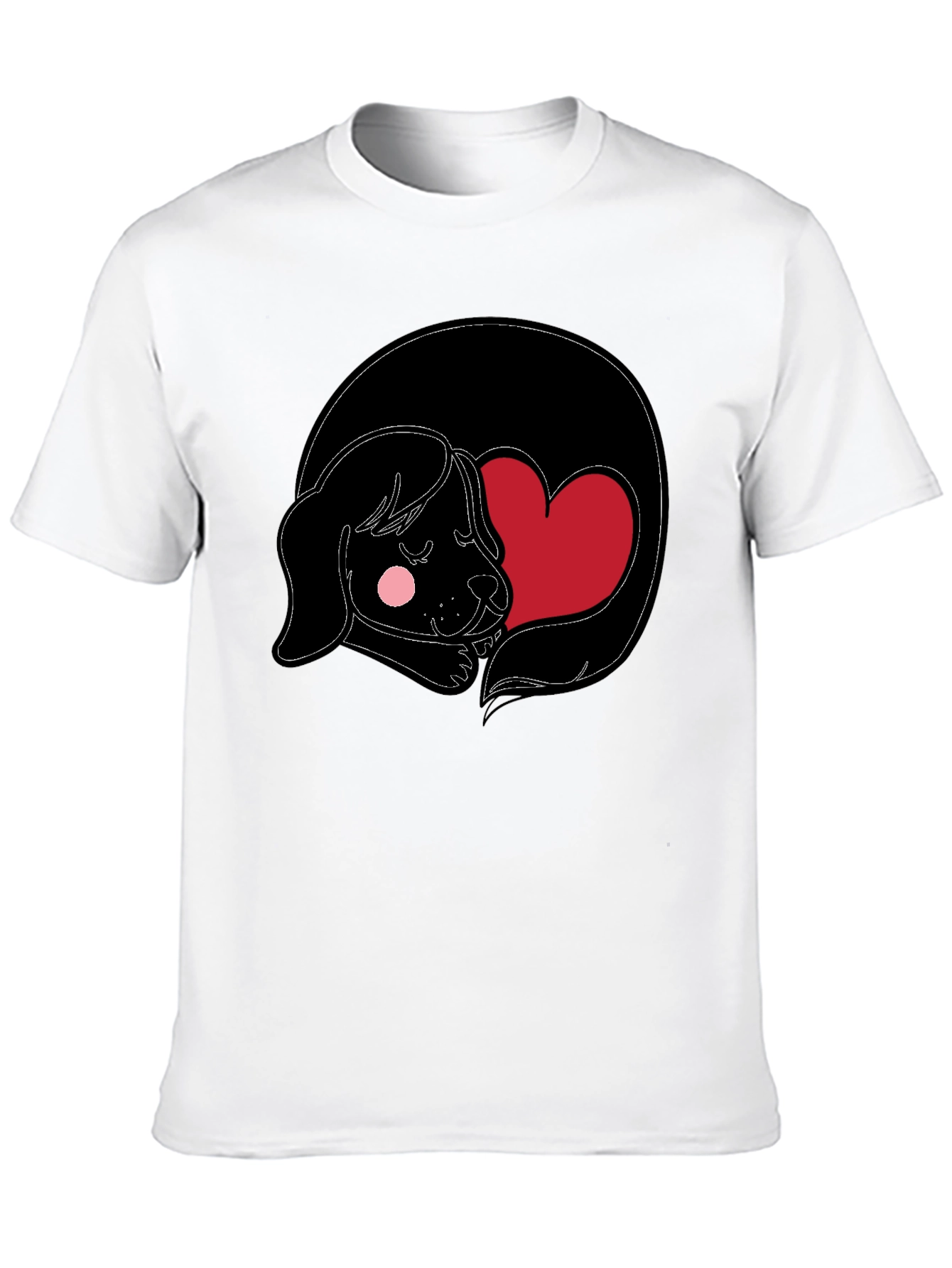Dog Heart Graphic Black Tee - Cute and Comfy