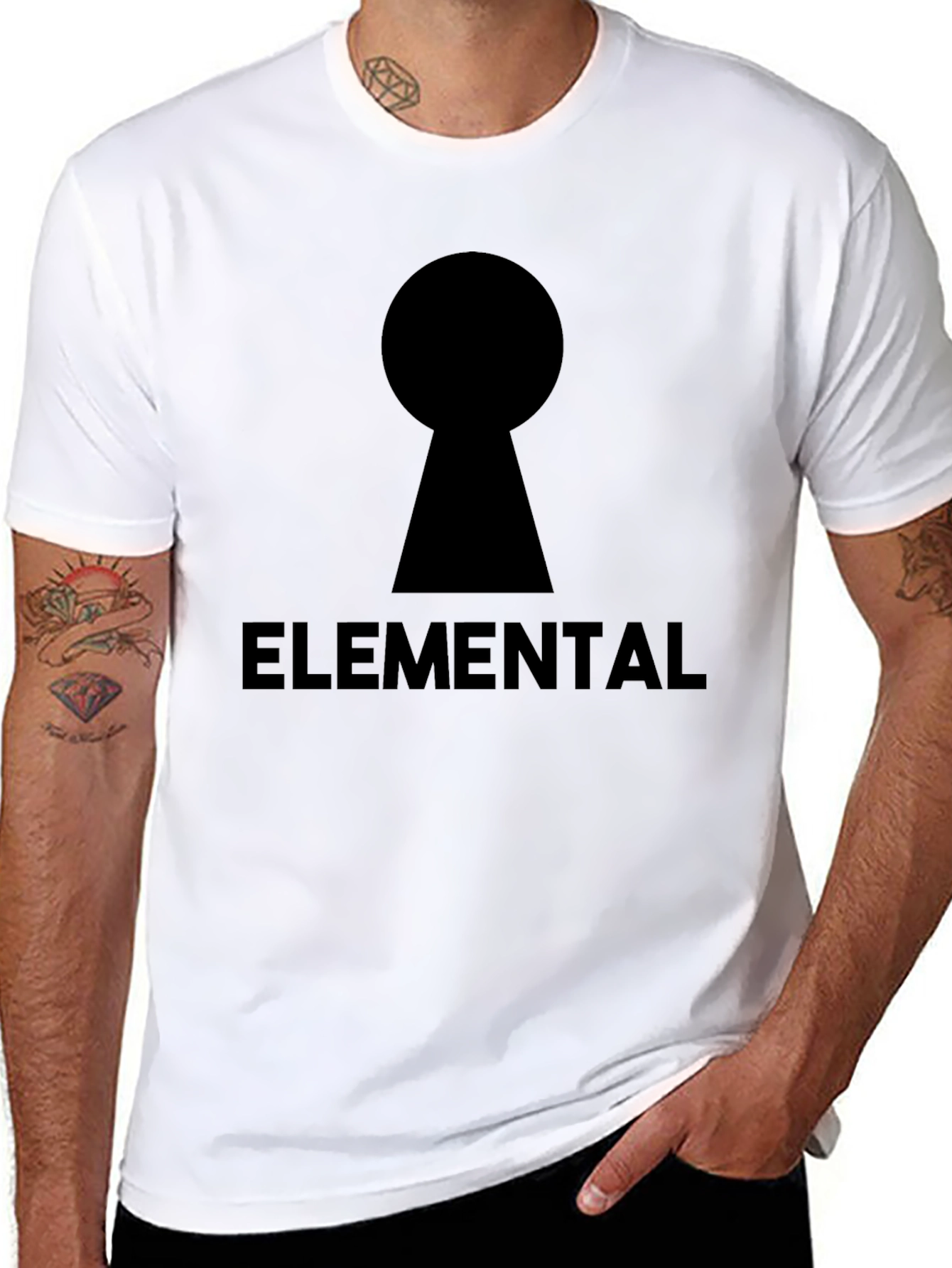 Elemental Keyhole Graphic Tee - Black Cotton T-Shirt