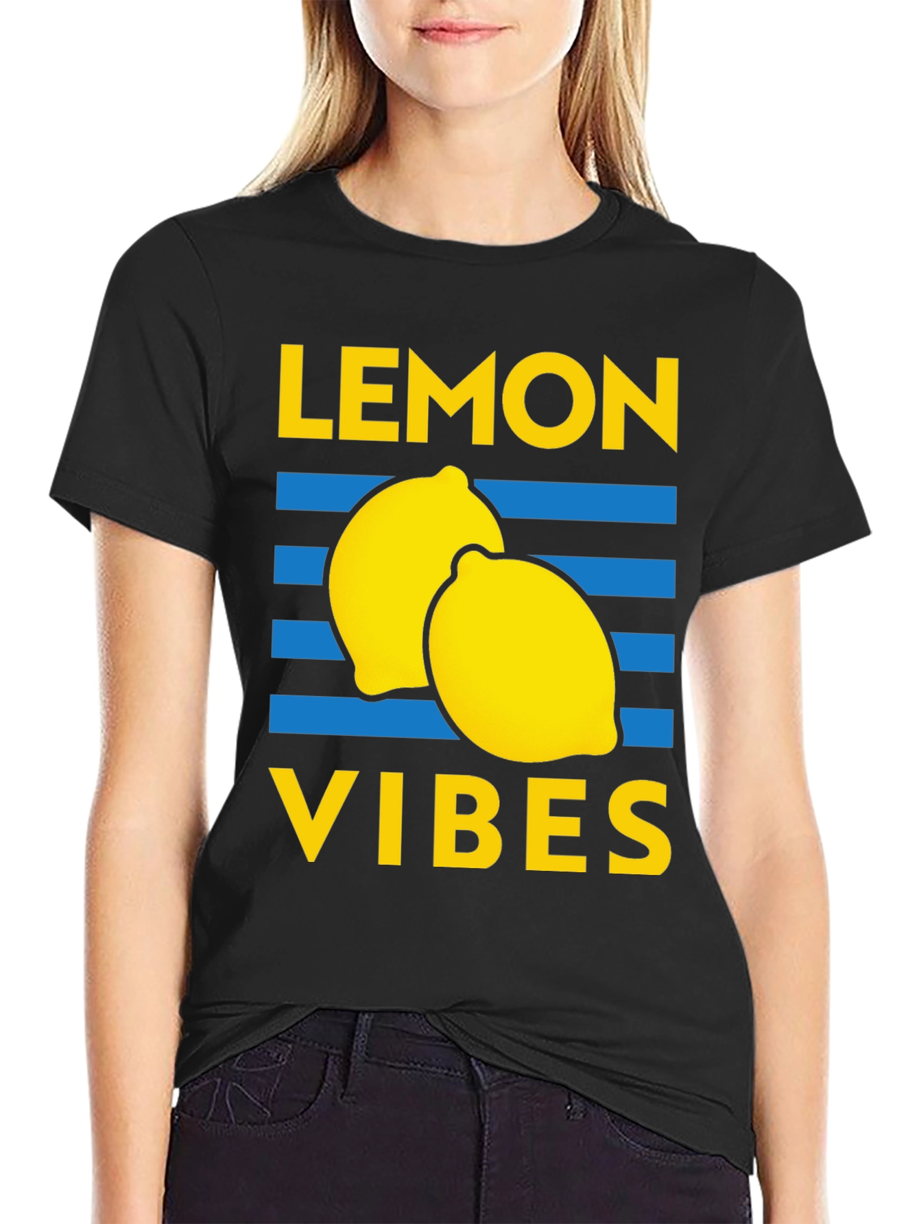 Lemon Vibes Graphic Tee - Black
