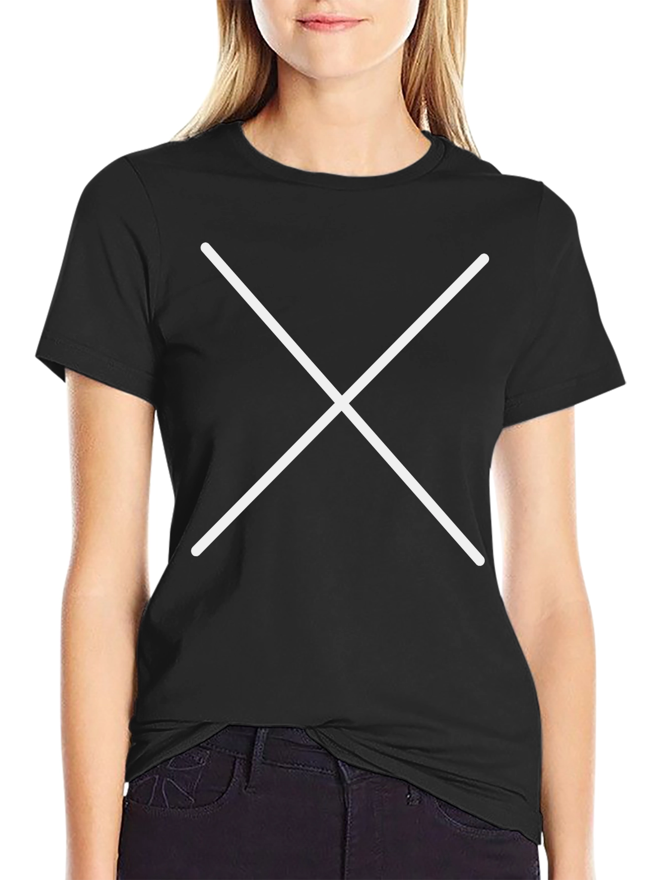 Black T-Shirt with White Cross Graphic