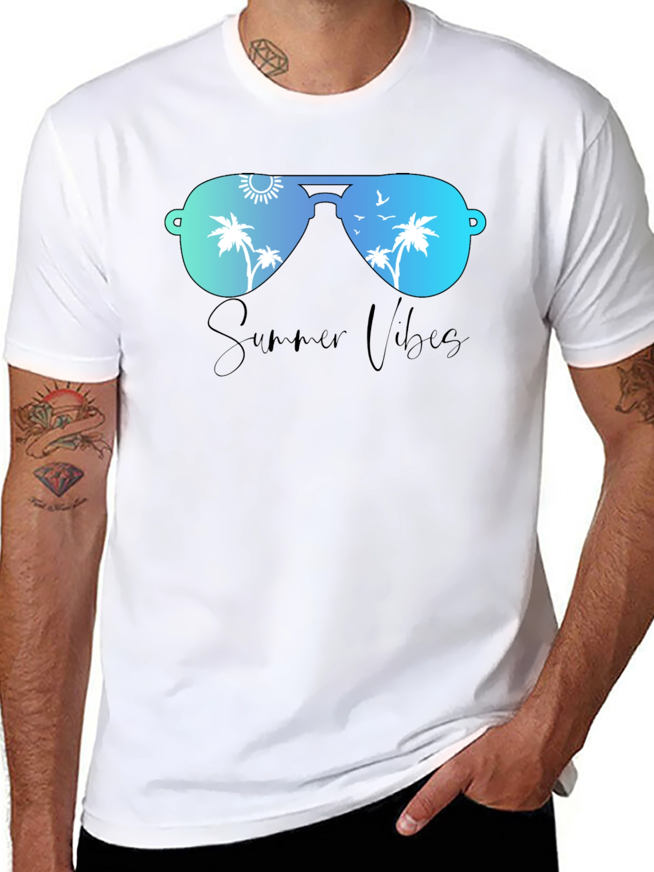 Summer Vibes T-Shirt with Sunglasses Graphic
