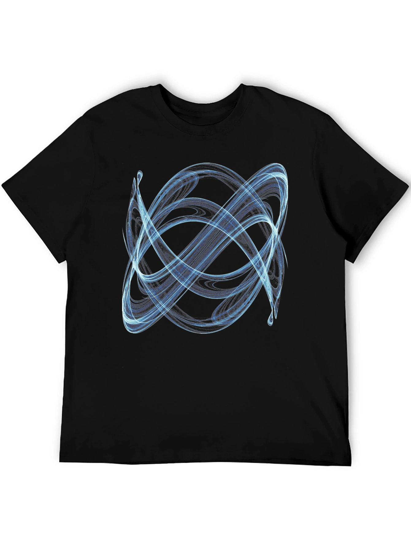 Abstract Blue Swirl Graphic Print Black T-Shirt
