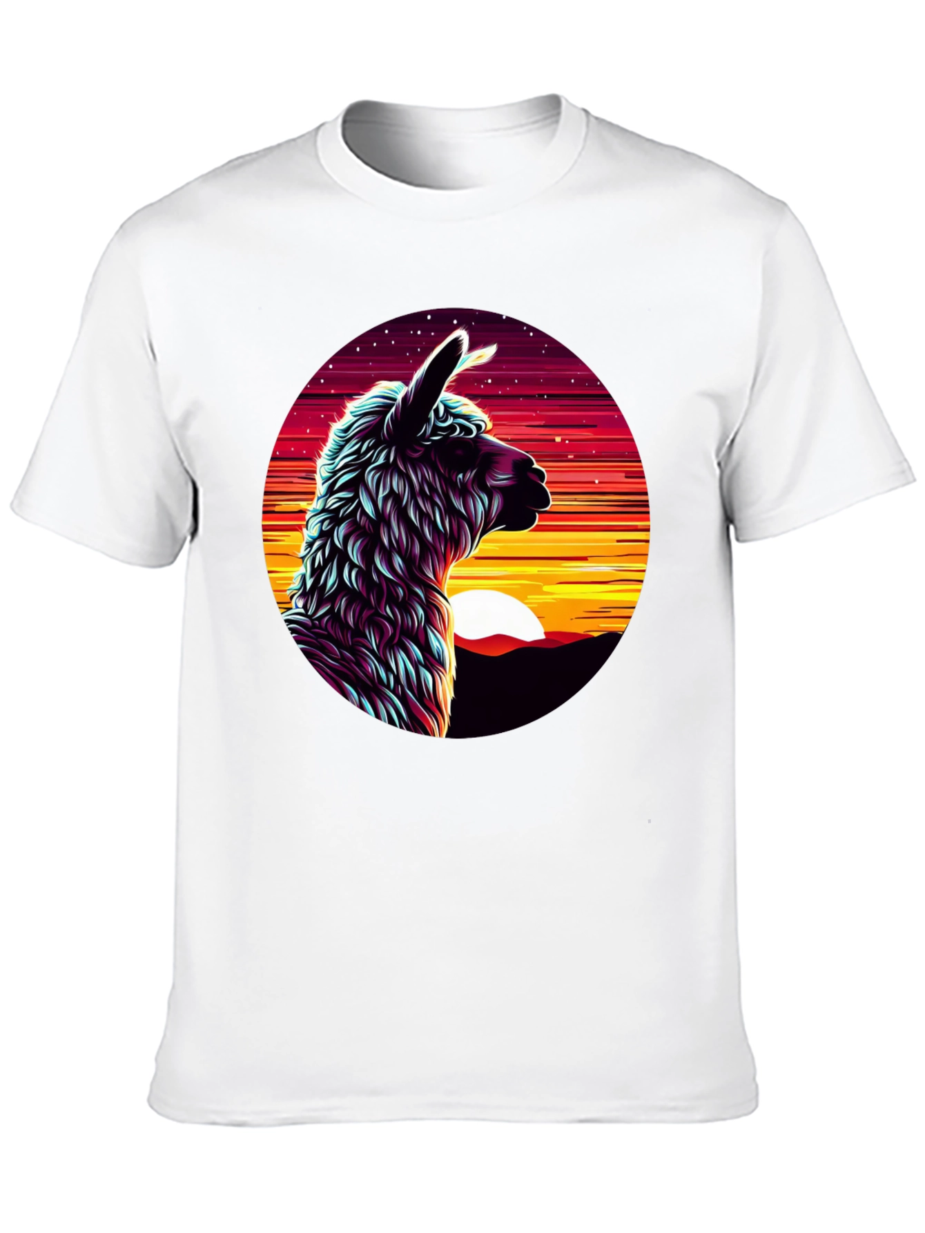Llama Sunset Graphic Tee - Black Cotton Blend