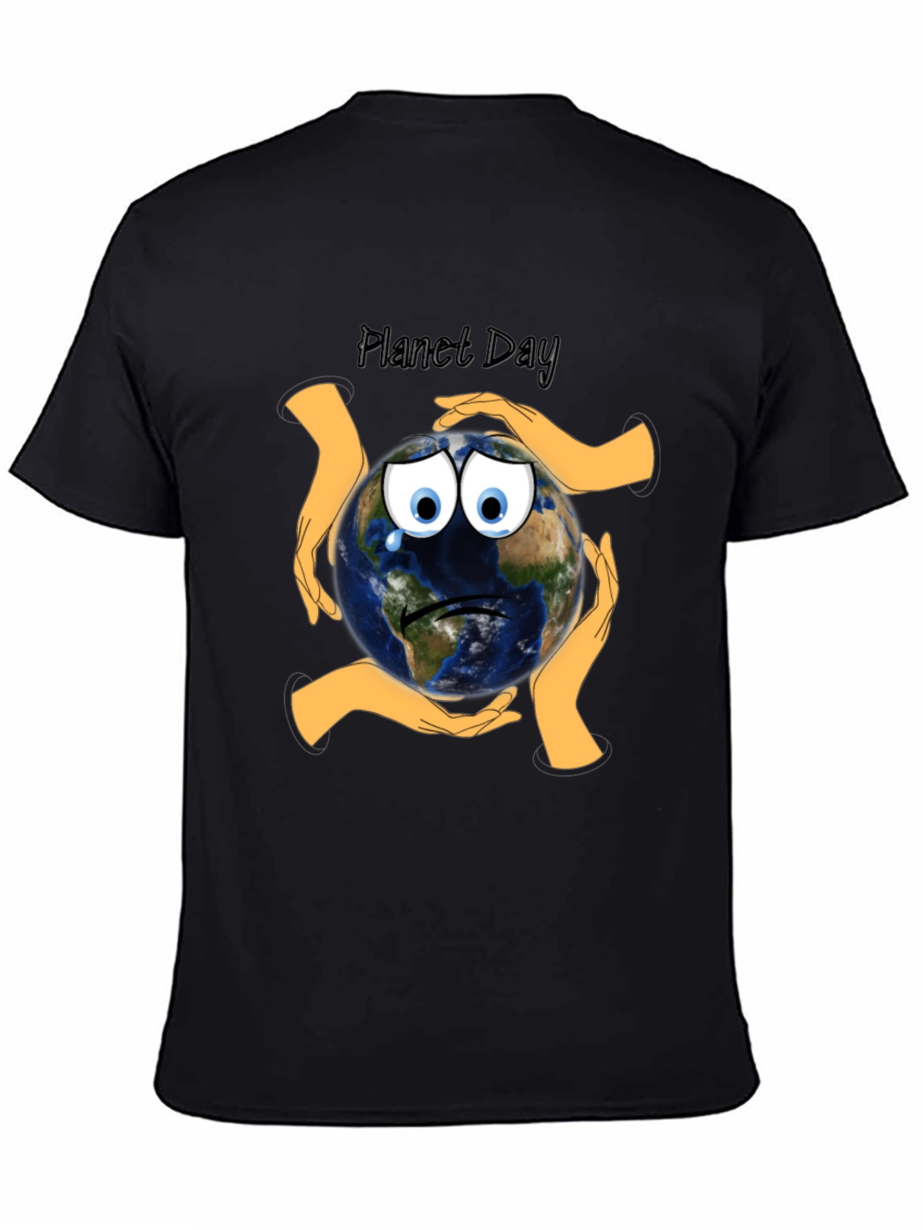 Planet Day Black T-Shirt with Earth Graphic