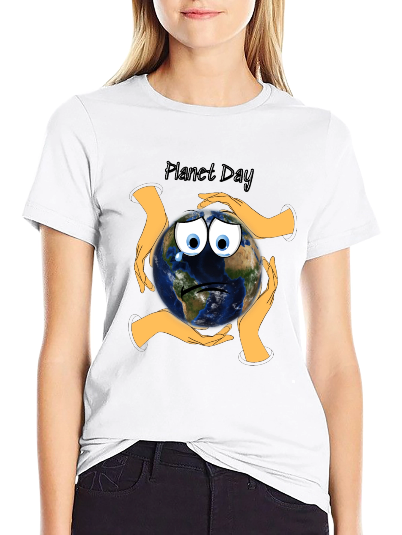 Planet Day Black T-Shirt with Earth Graphic