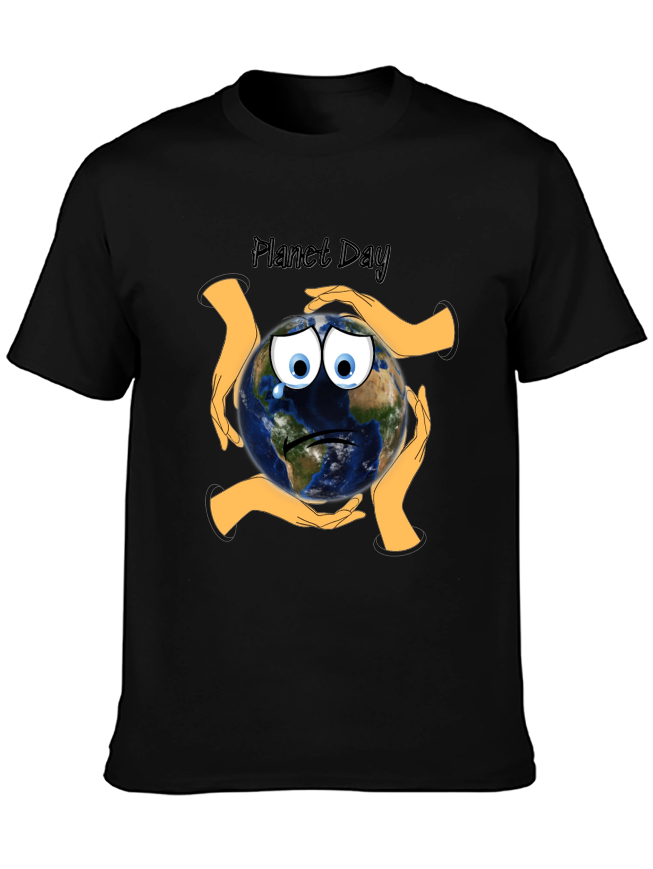 Planet Day Black T-Shirt with Earth Graphic