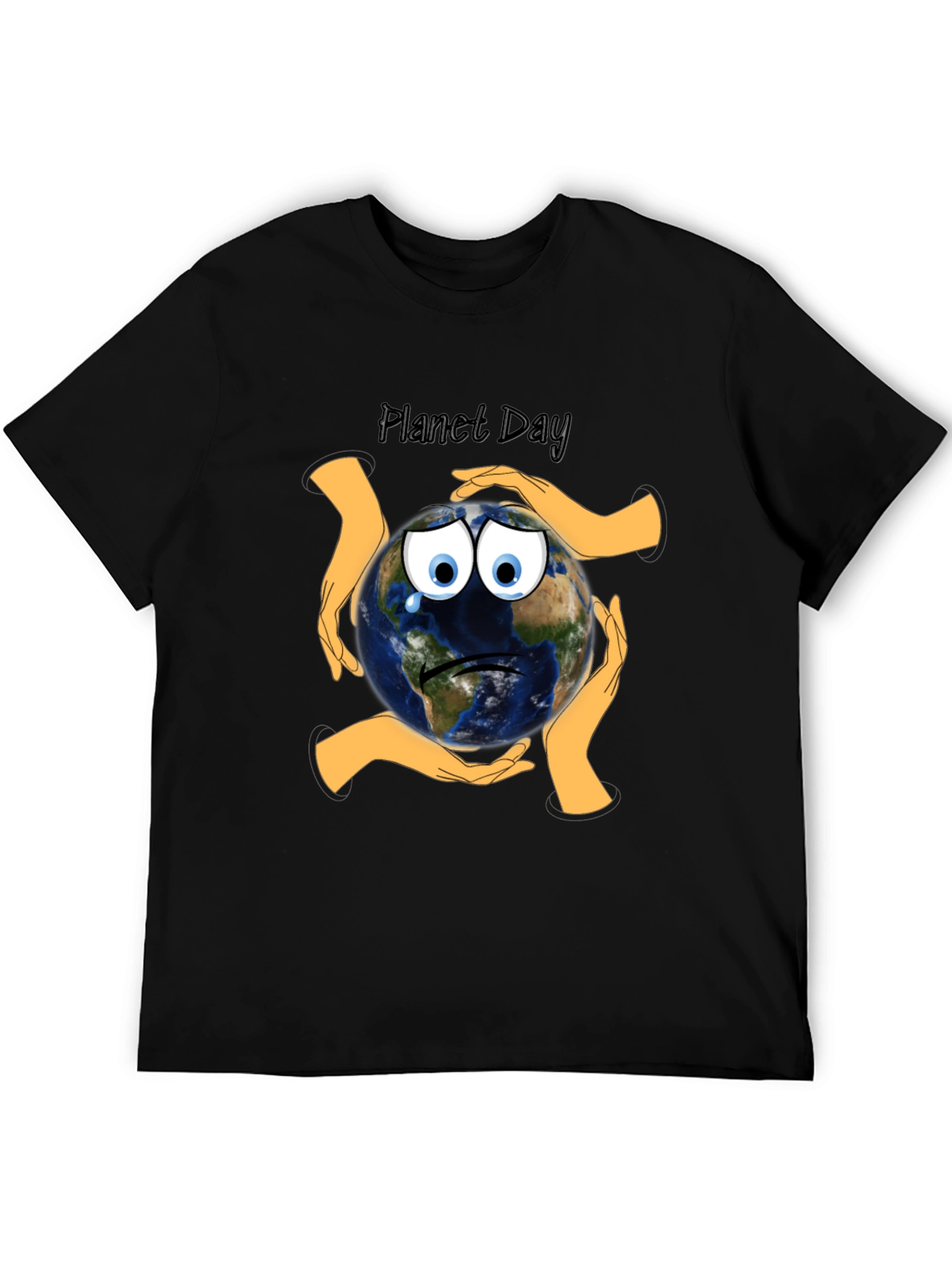 Planet Day Black T-Shirt with Earth Graphic