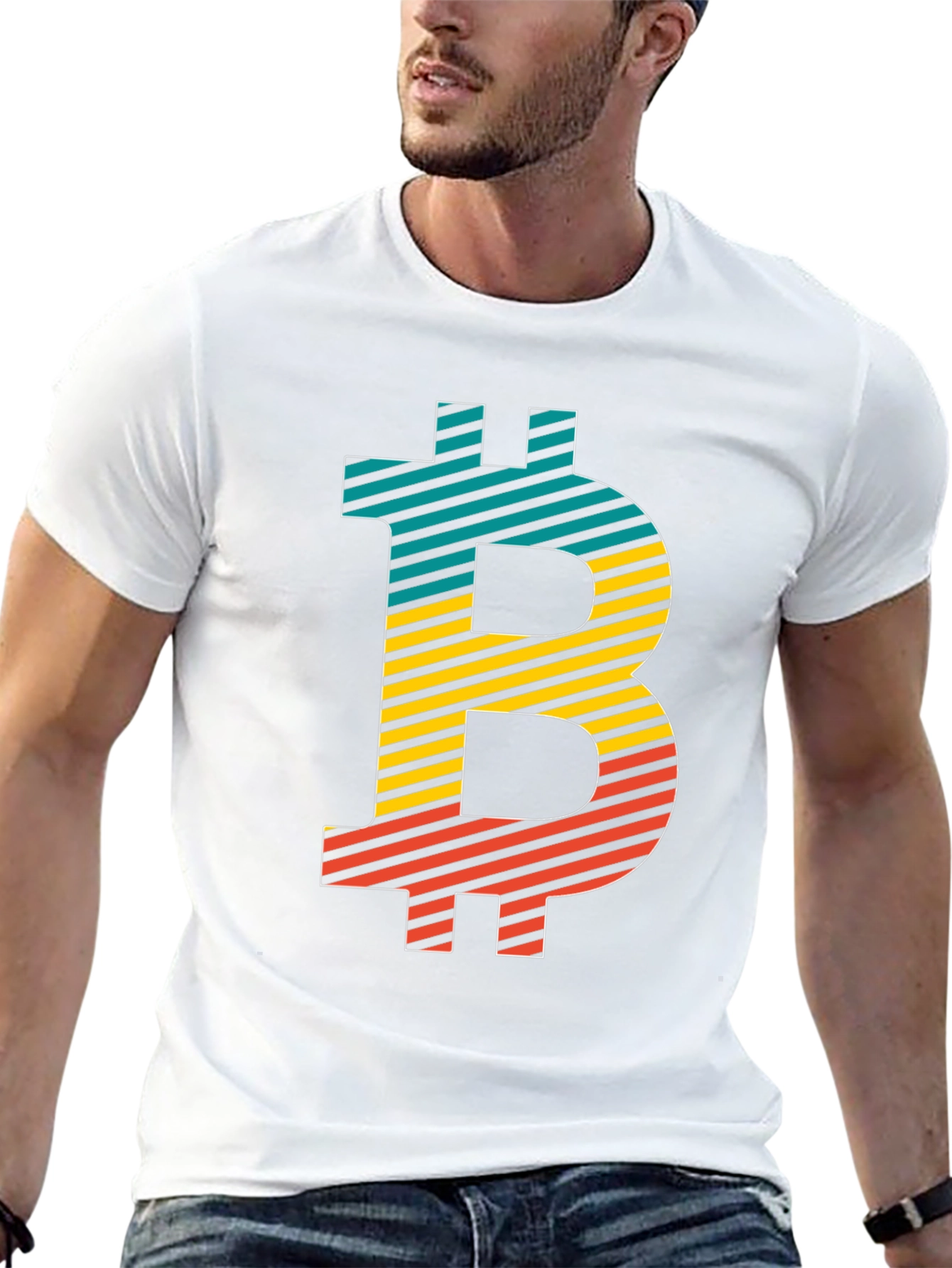 Bitcoin Striped Graphic Tee - Black Crypto T-Shirt
