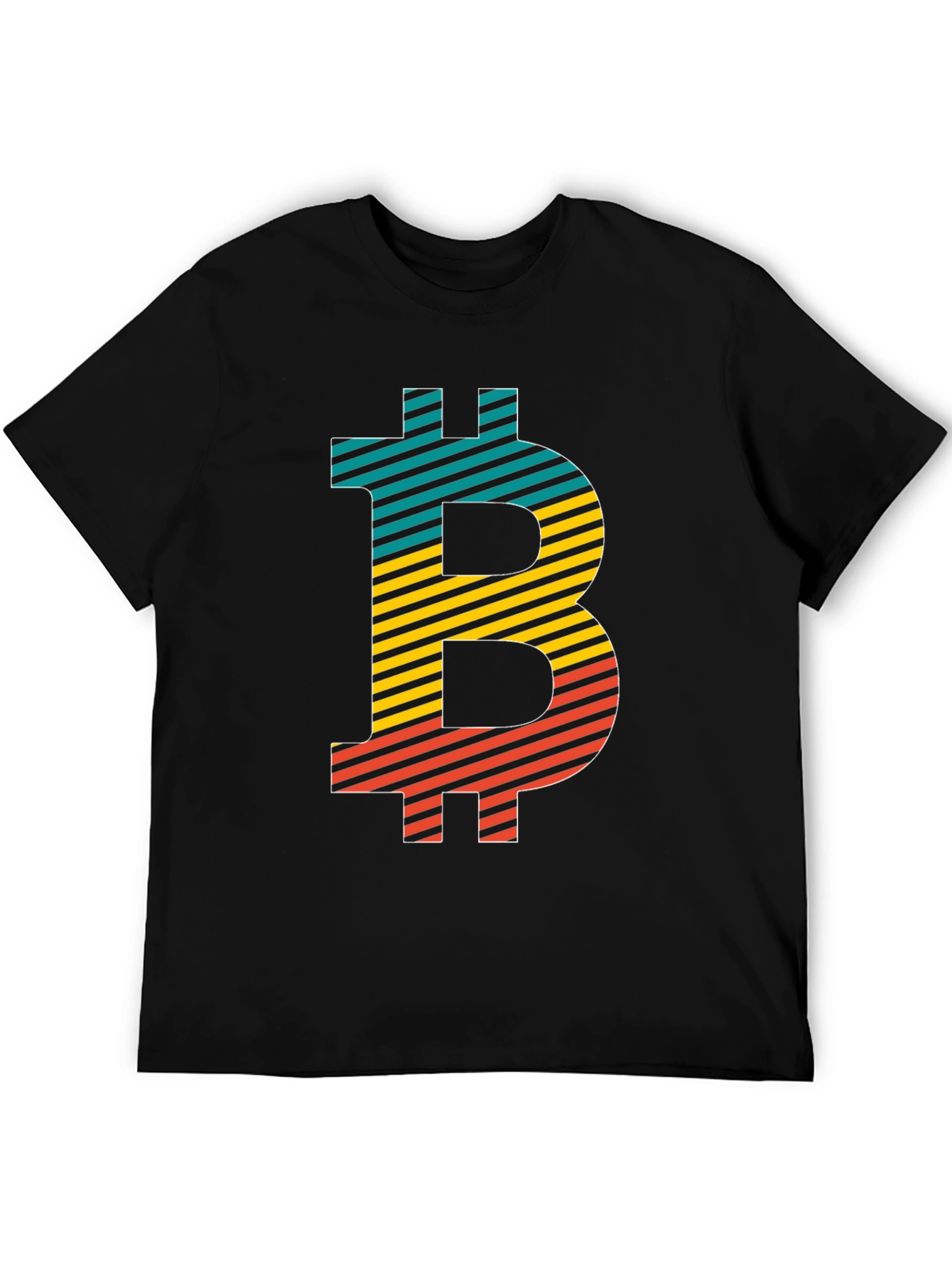 Bitcoin Striped Graphic Tee - Black Crypto T-Shirt
