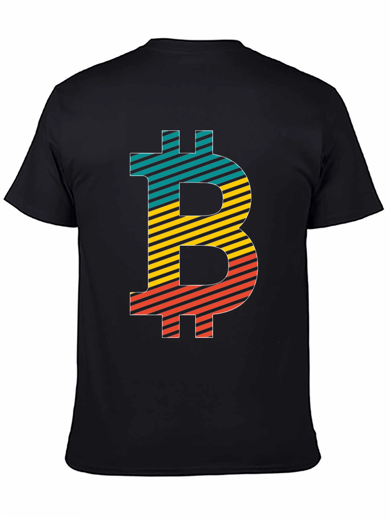 Bitcoin Striped Graphic Tee - Black Crypto T-Shirt