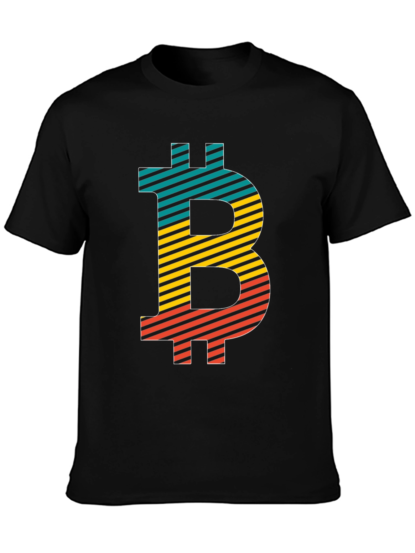 Bitcoin Striped Graphic Tee - Black Crypto T-Shirt