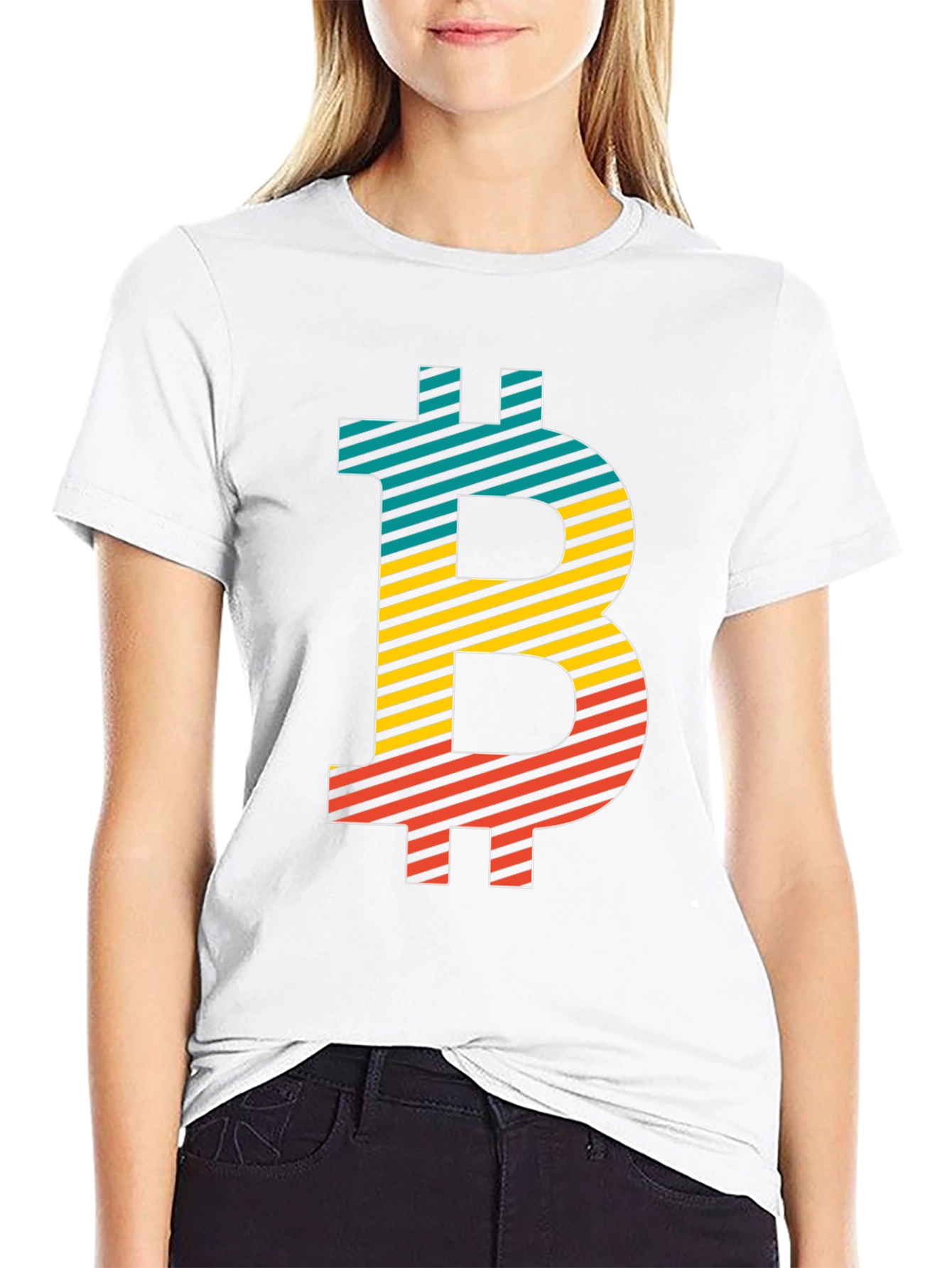 Bitcoin Striped Graphic Tee - Black Crypto T-Shirt