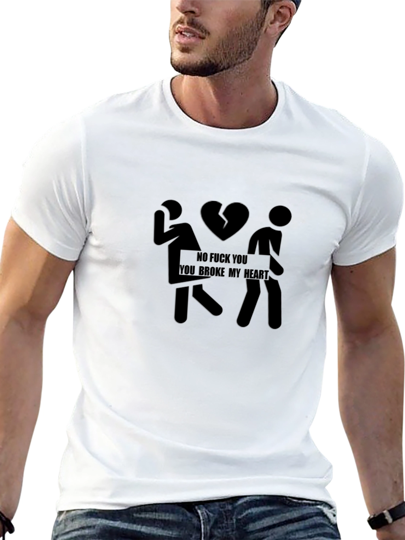 Broken Heart Graphic T-Shirt - Mens Black Tee