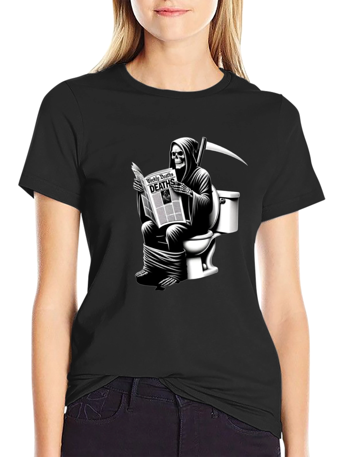 Grim Reaper Toilet T-Shirt - Death Reads News