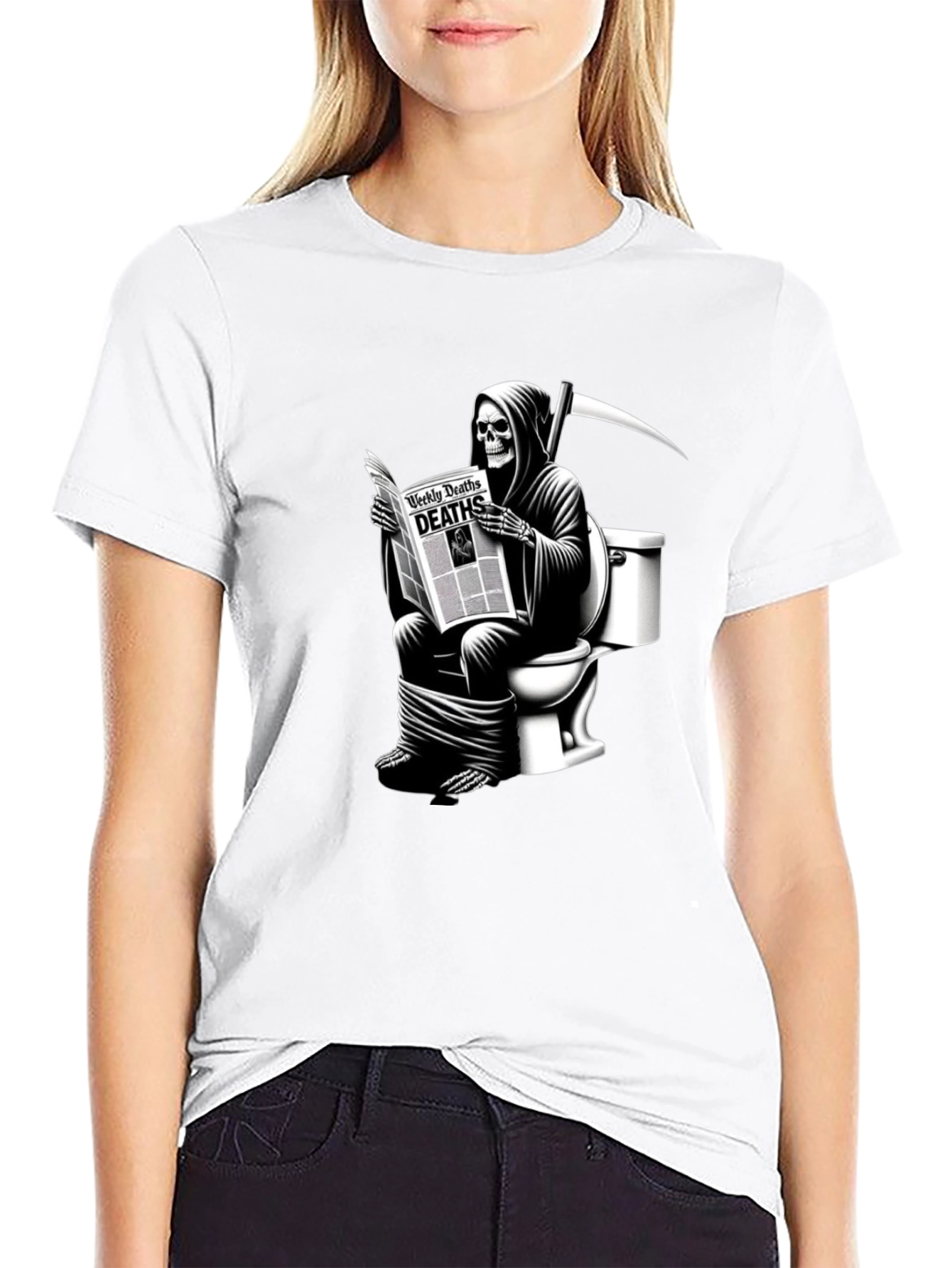 Grim Reaper Toilet T-Shirt - Death Reads News