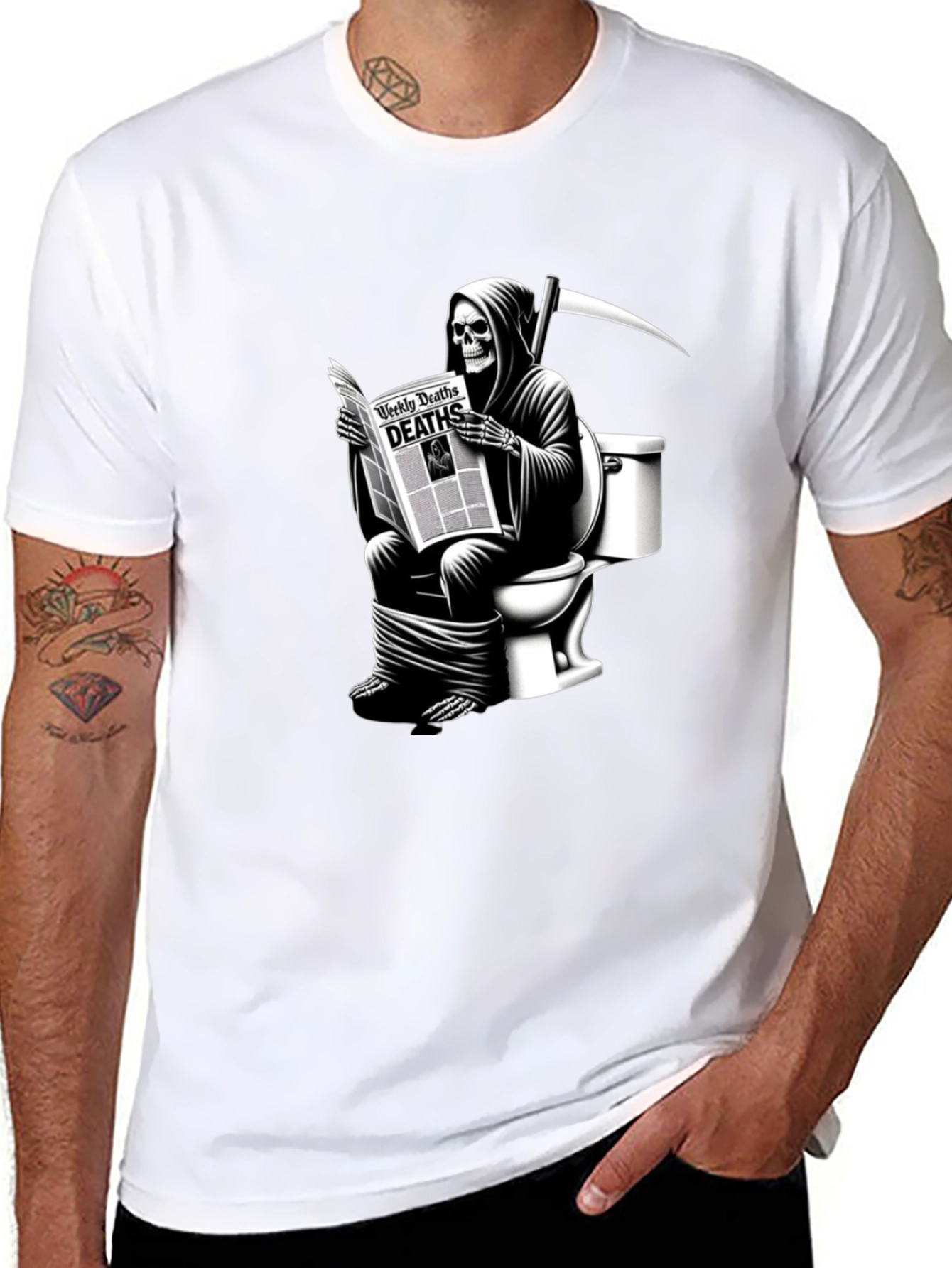 Grim Reaper Toilet T-Shirt - Death Reads News