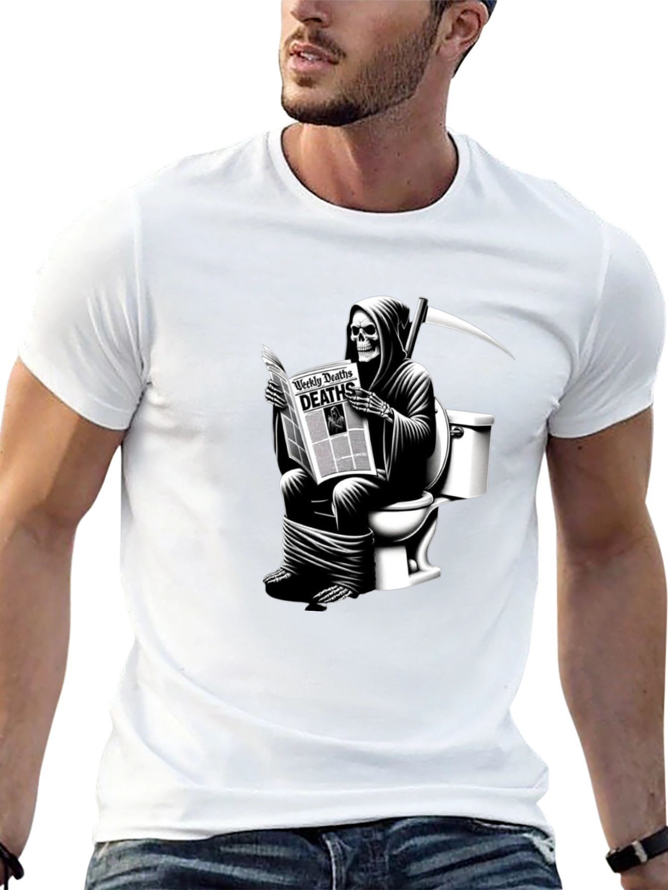 Grim Reaper Toilet T-Shirt - Death Reads News