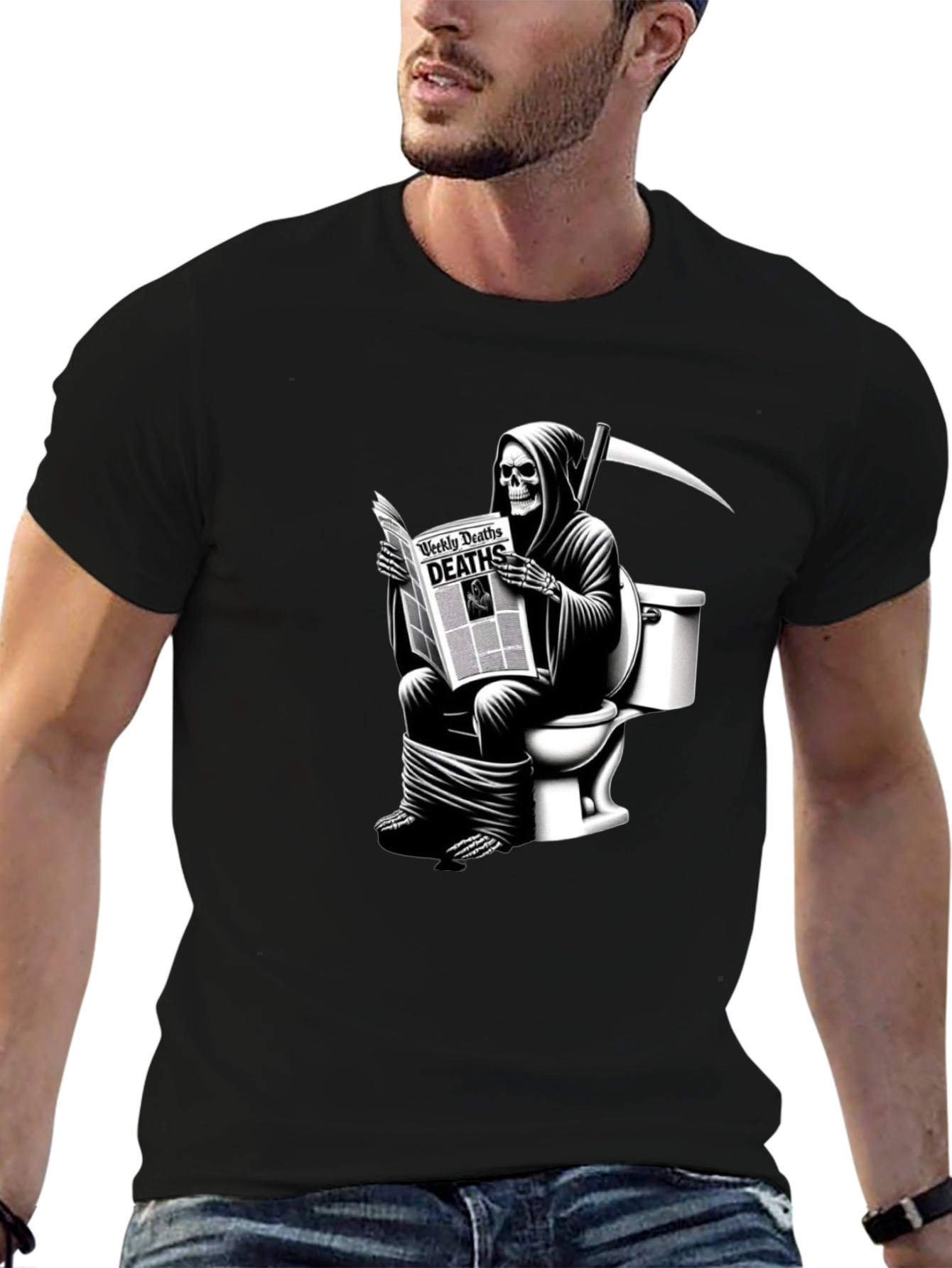 Grim Reaper Toilet T-Shirt - Death Reads News