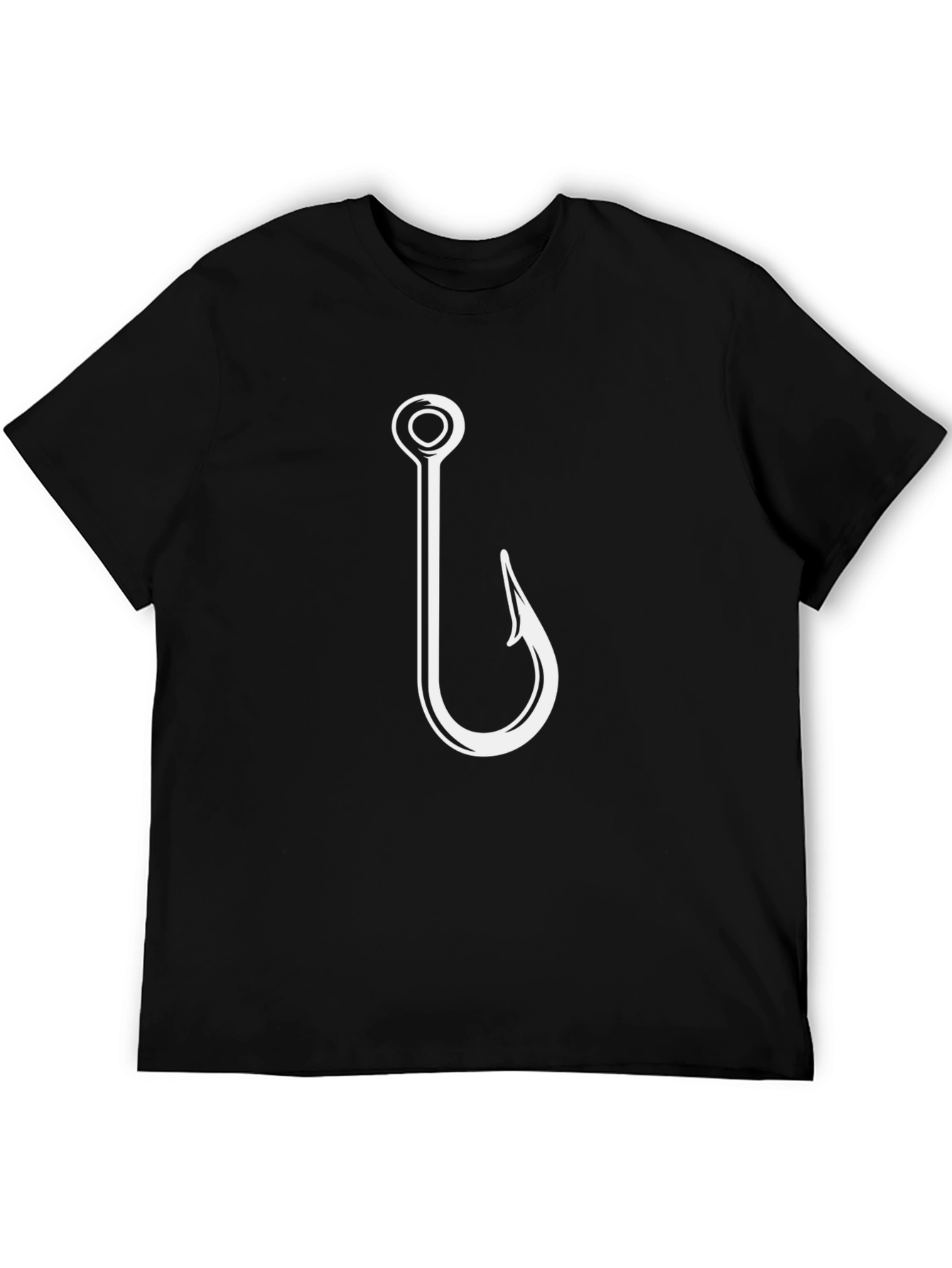 Fishing Hook Graphic Tee - Black Cotton Comfort