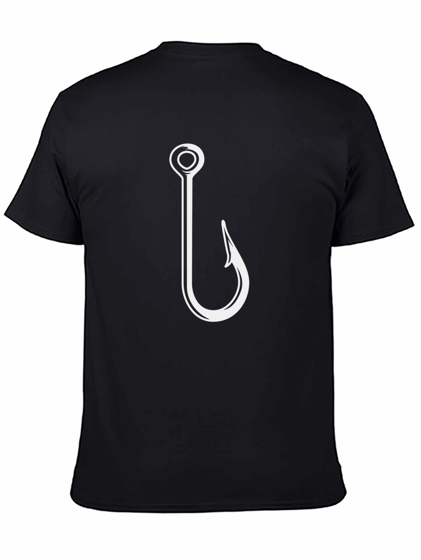 Fishing Hook Graphic Tee - Black Cotton Comfort