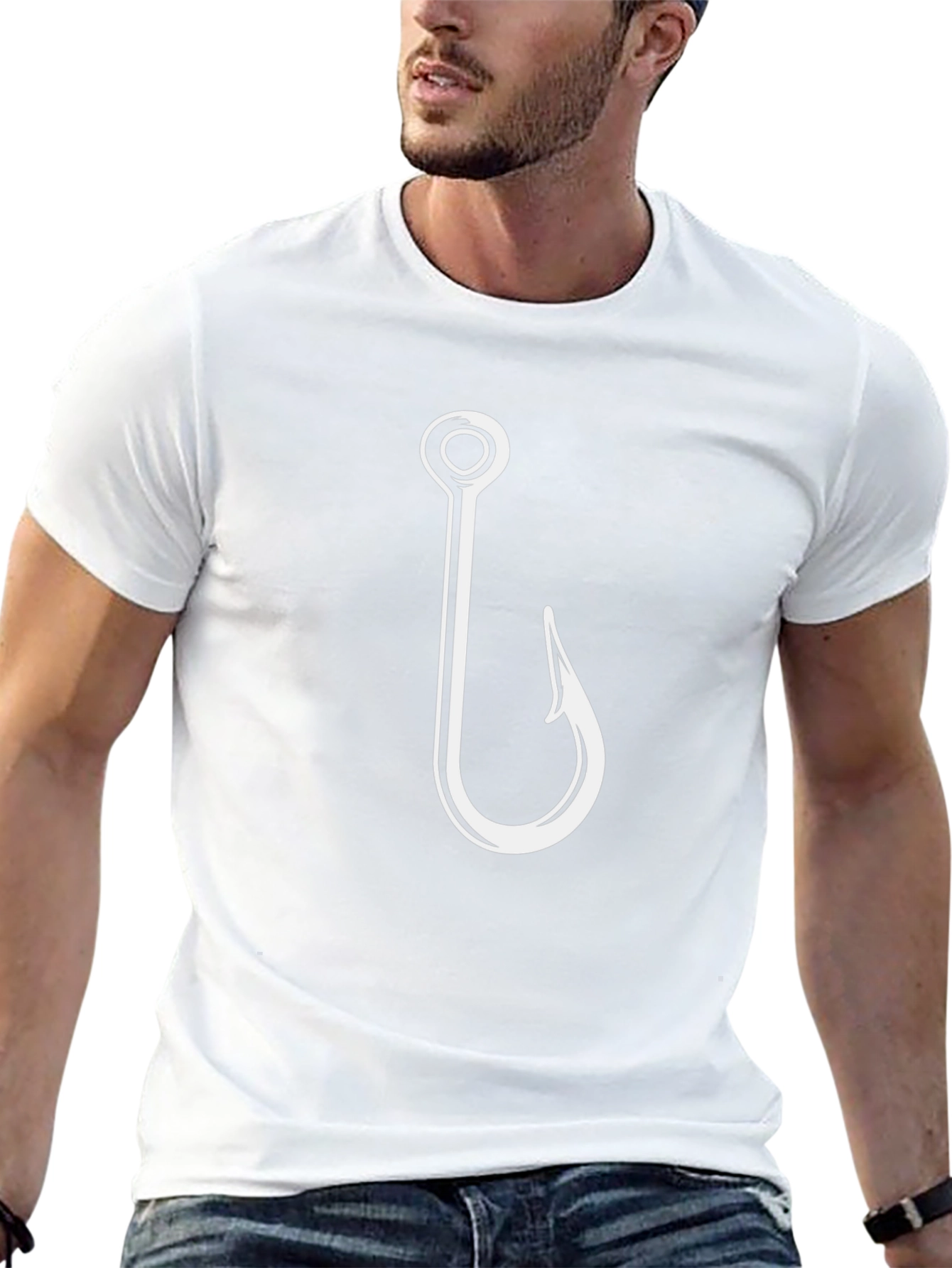 Fishing Hook Graphic Tee - Black Cotton Comfort
