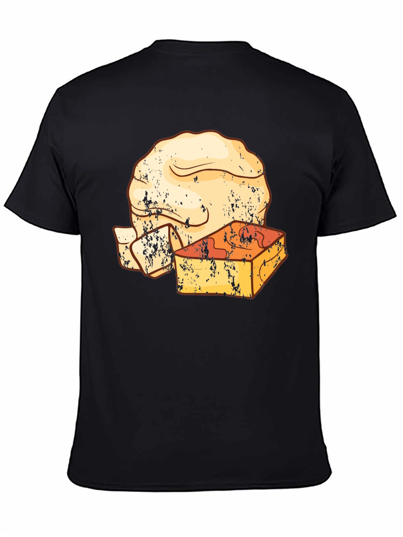 Retro T-Shirt with Cheese and Bread Graphic