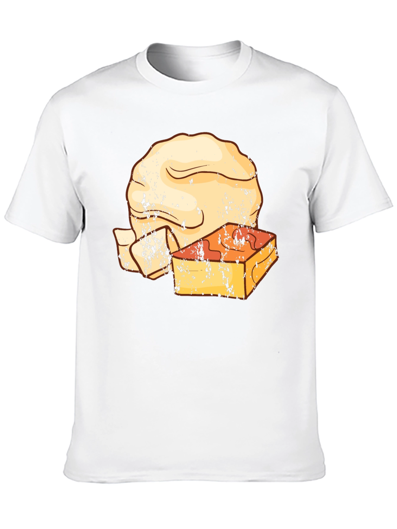 Retro T-Shirt with Cheese and Bread Graphic